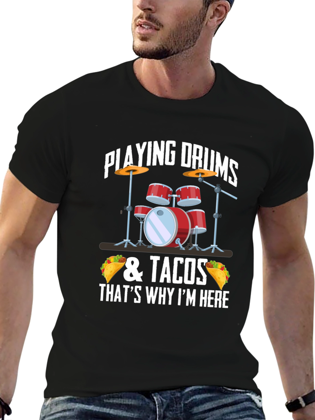 Drum & Tacos T-Shirt - Musician & Foodie Style