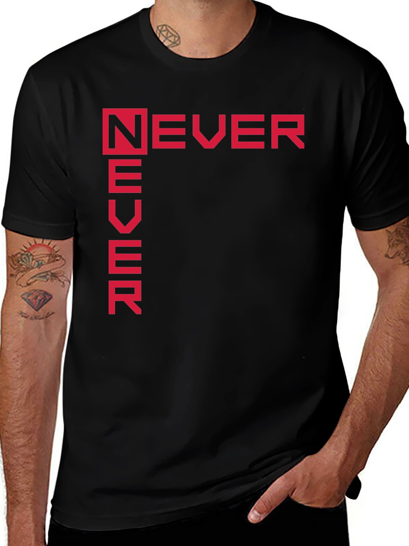 Never Never Black Graphic Tee Shirt