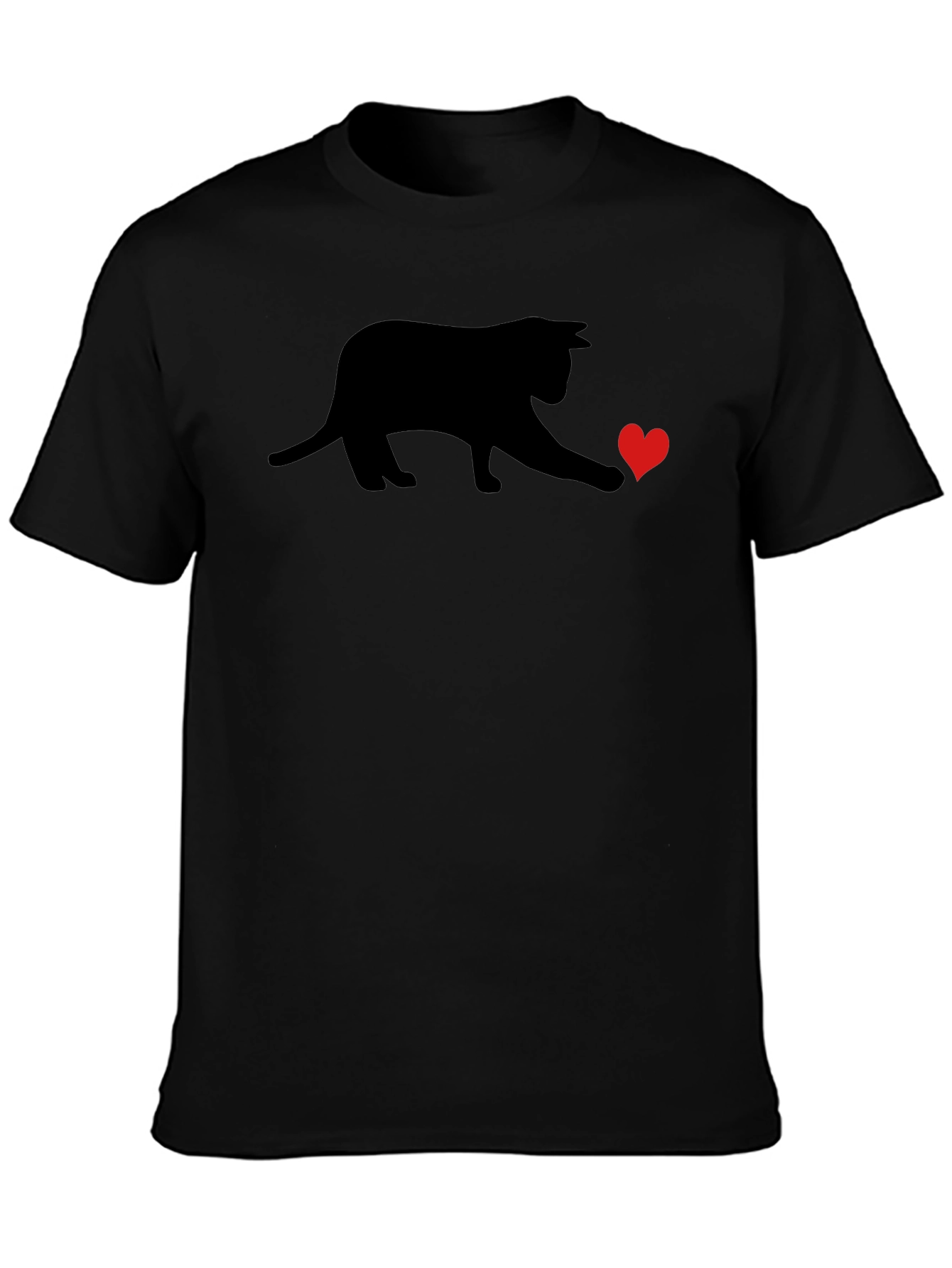 Black Cat Heart T-Shirt - Playful Graphic Tee