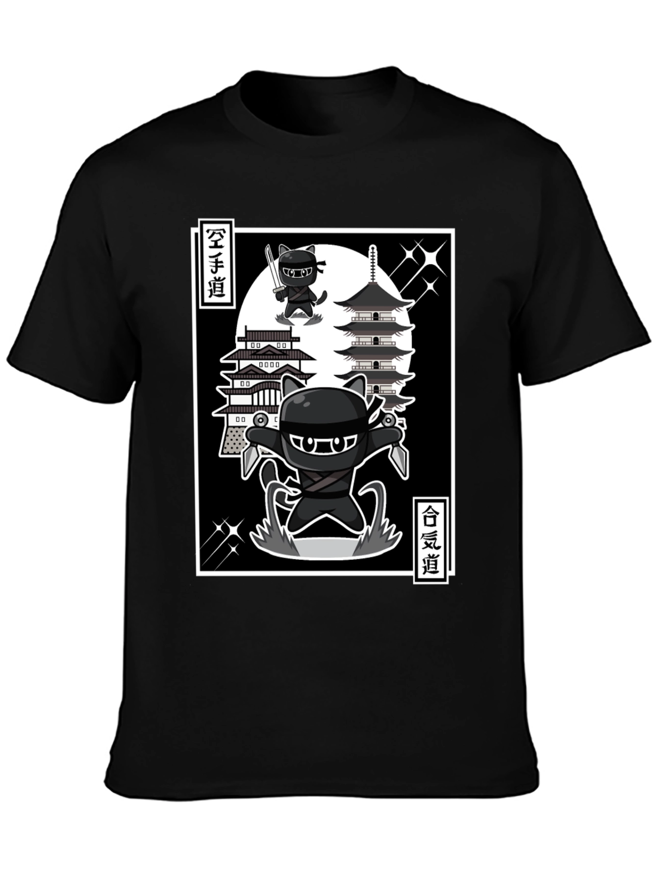 Ninja Cat T-Shirt - Martial Arts Cartoon Style