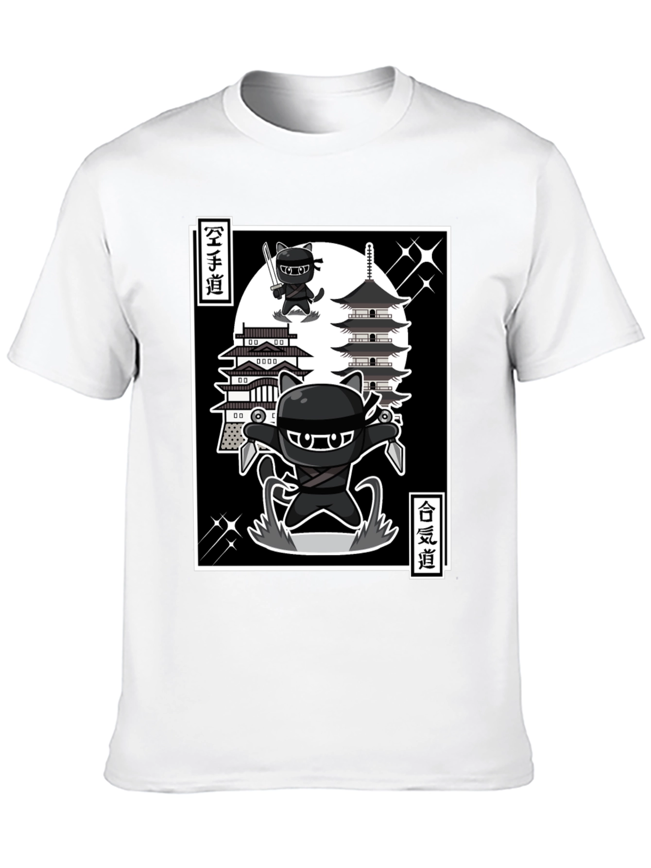 Ninja Cat T-Shirt - Martial Arts Cartoon Style