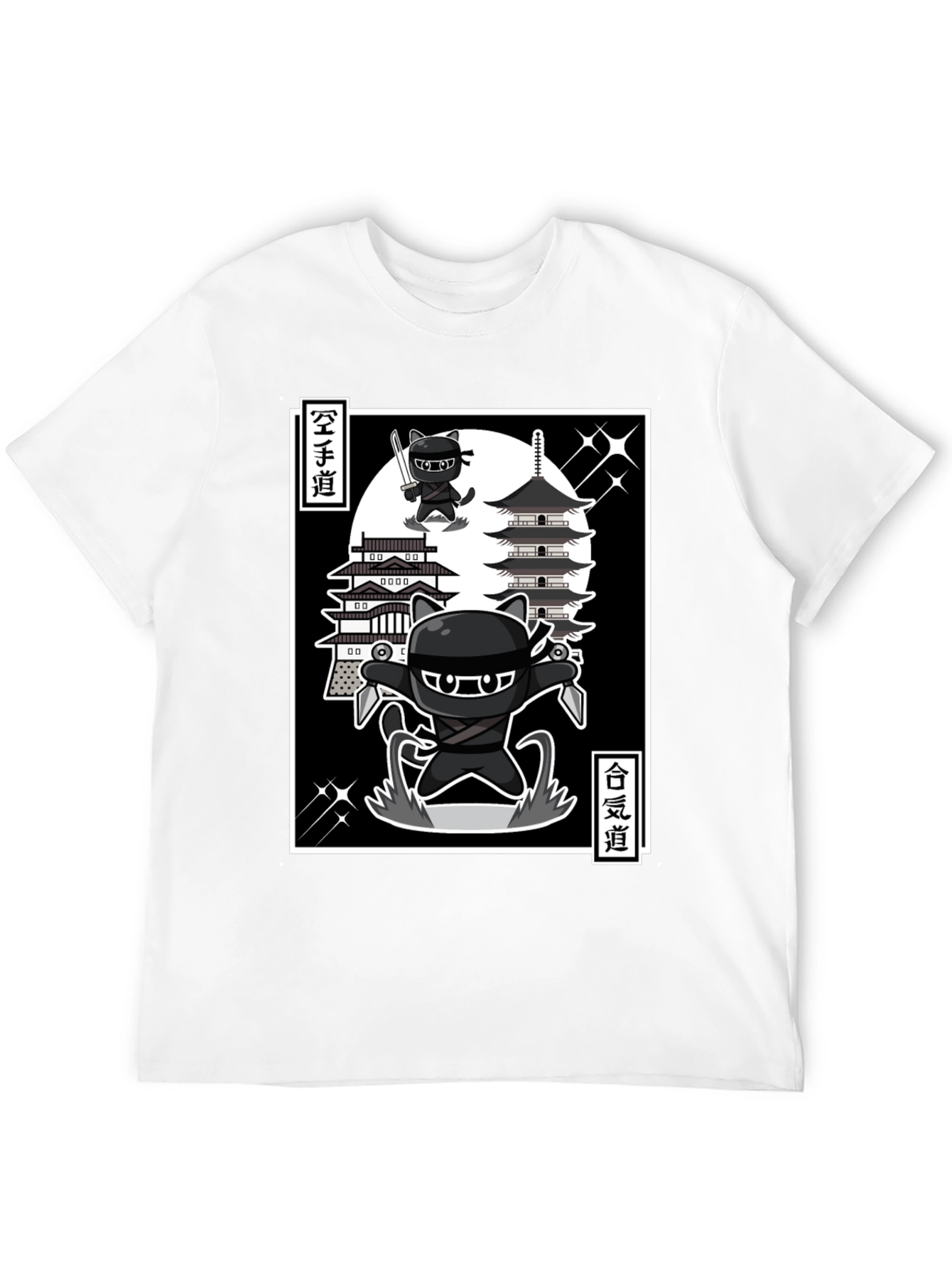 Ninja Cat T-Shirt - Martial Arts Cartoon Style