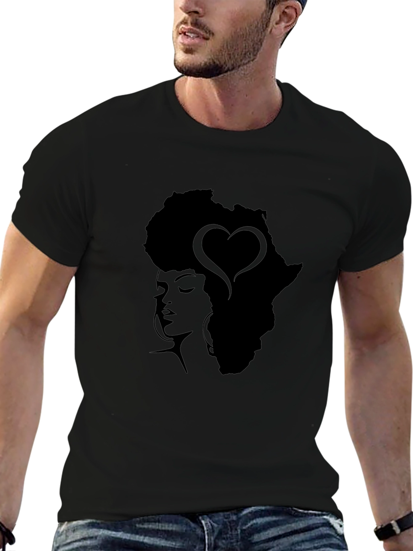Africa Woman Heart Afro Black T-Shirt