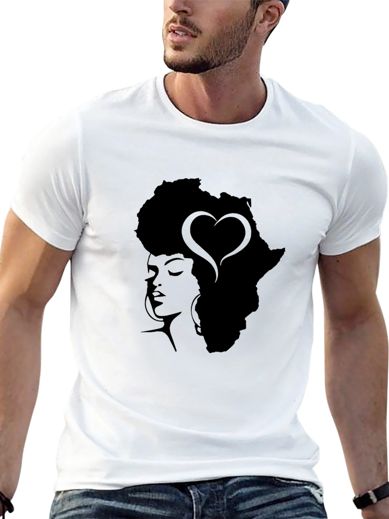 Africa Woman Heart Afro Black T-Shirt