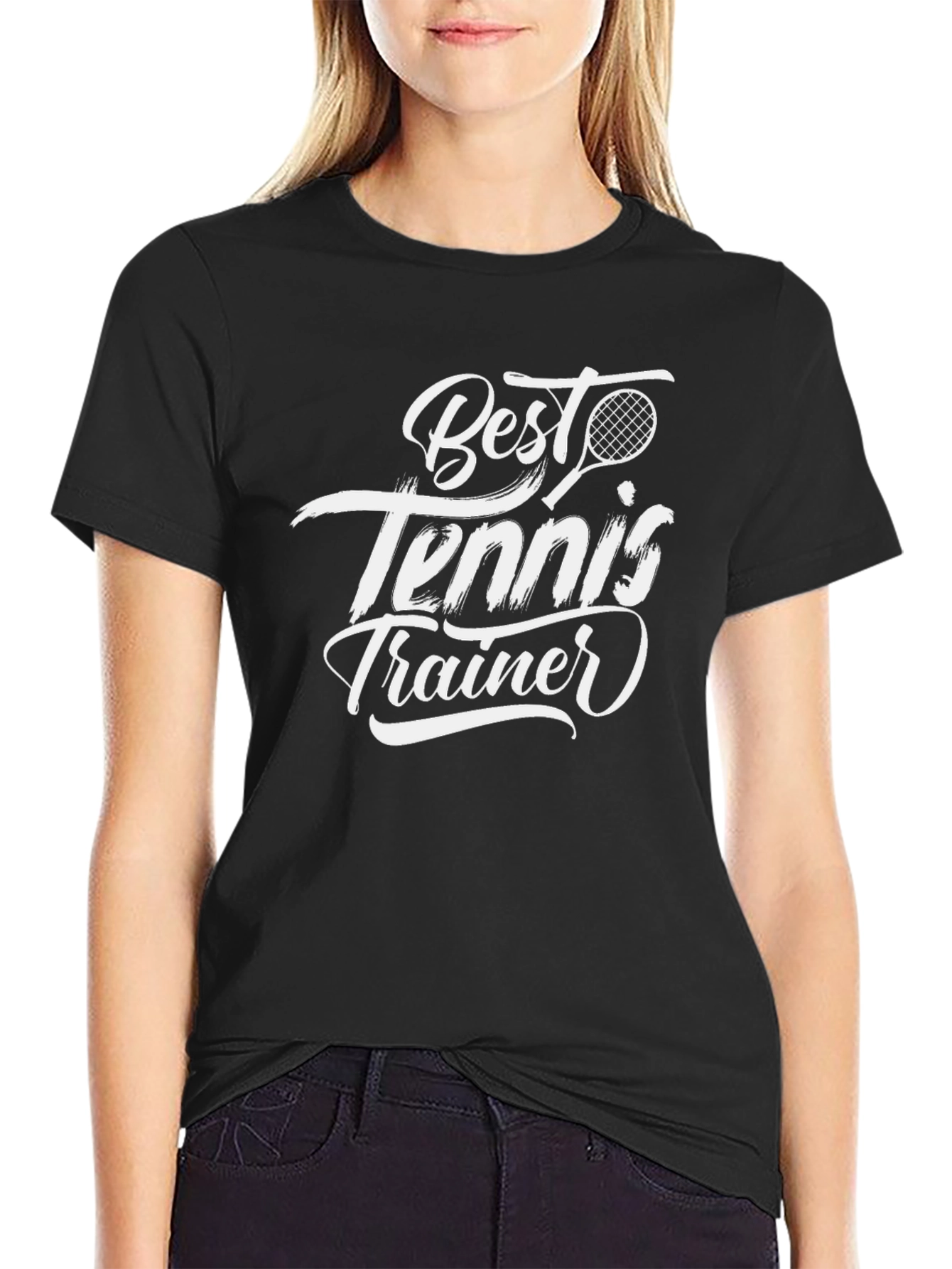 Best Tennis Trainer Black T-Shirt