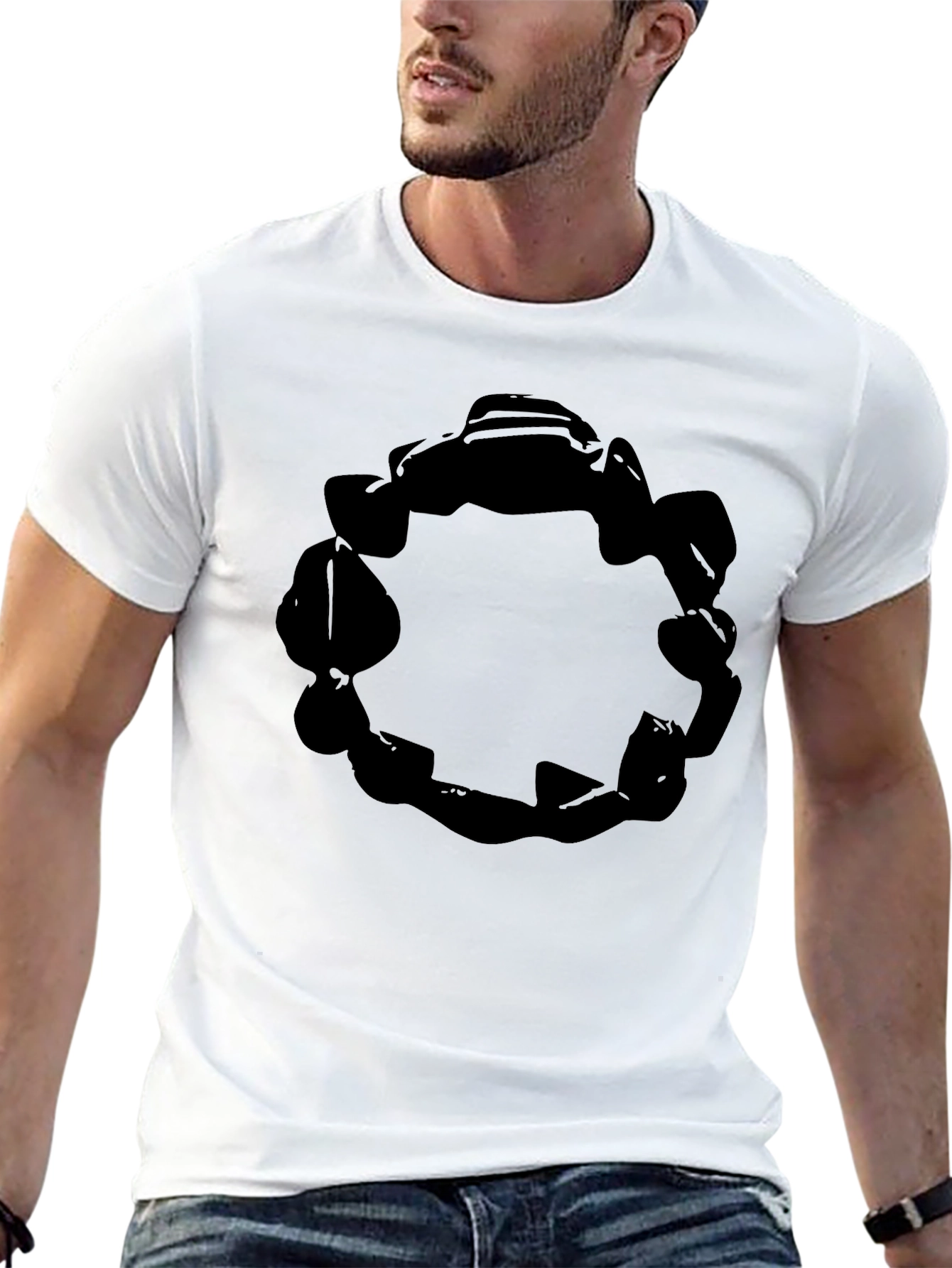Abstract Circle Graphic Tee - Solid Black