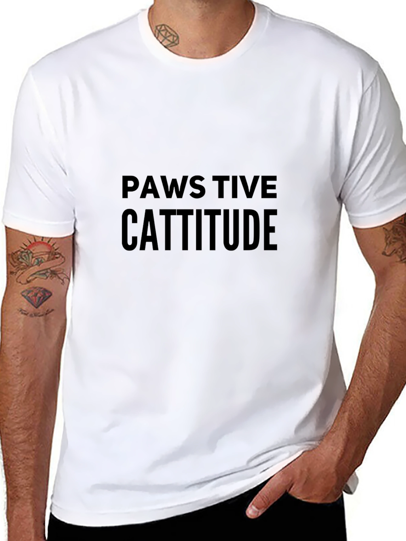Pawsitive Cattitude Black Tee