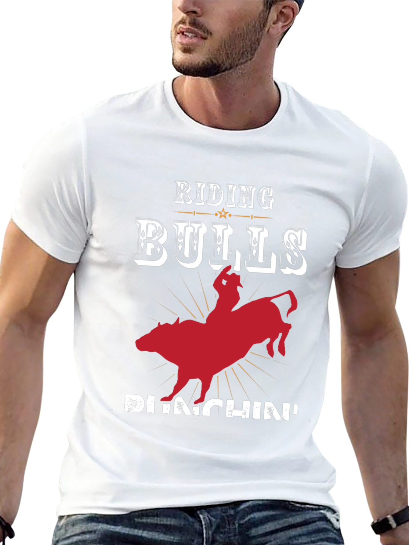 Riding Bulls Punchin Graphic T-Shirt