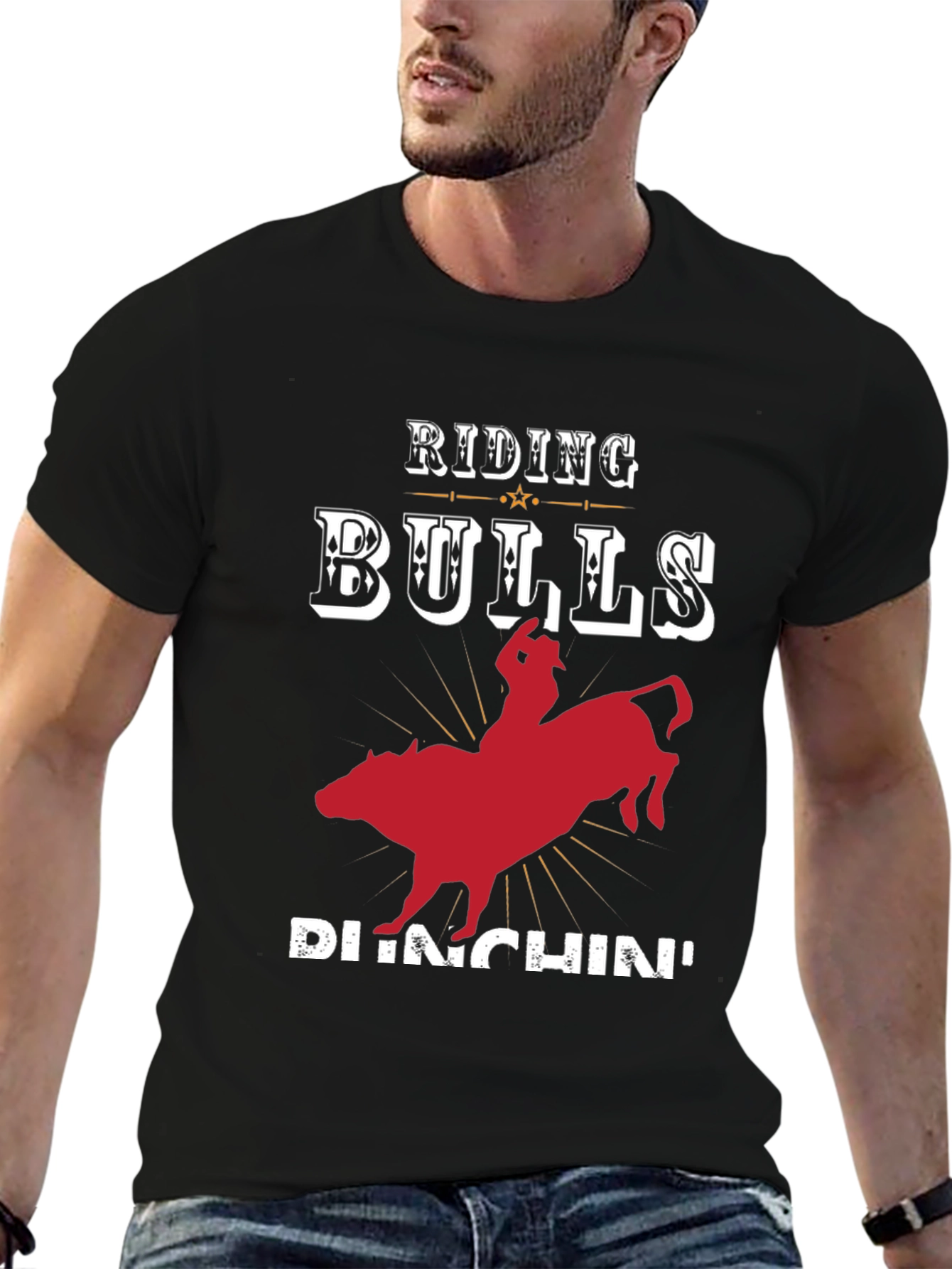 Riding Bulls Punchin Graphic T-Shirt