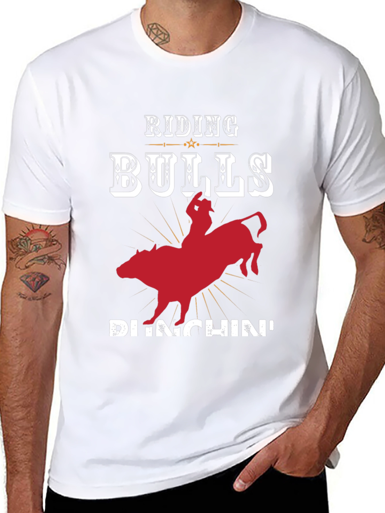 Riding Bulls Punchin Graphic T-Shirt