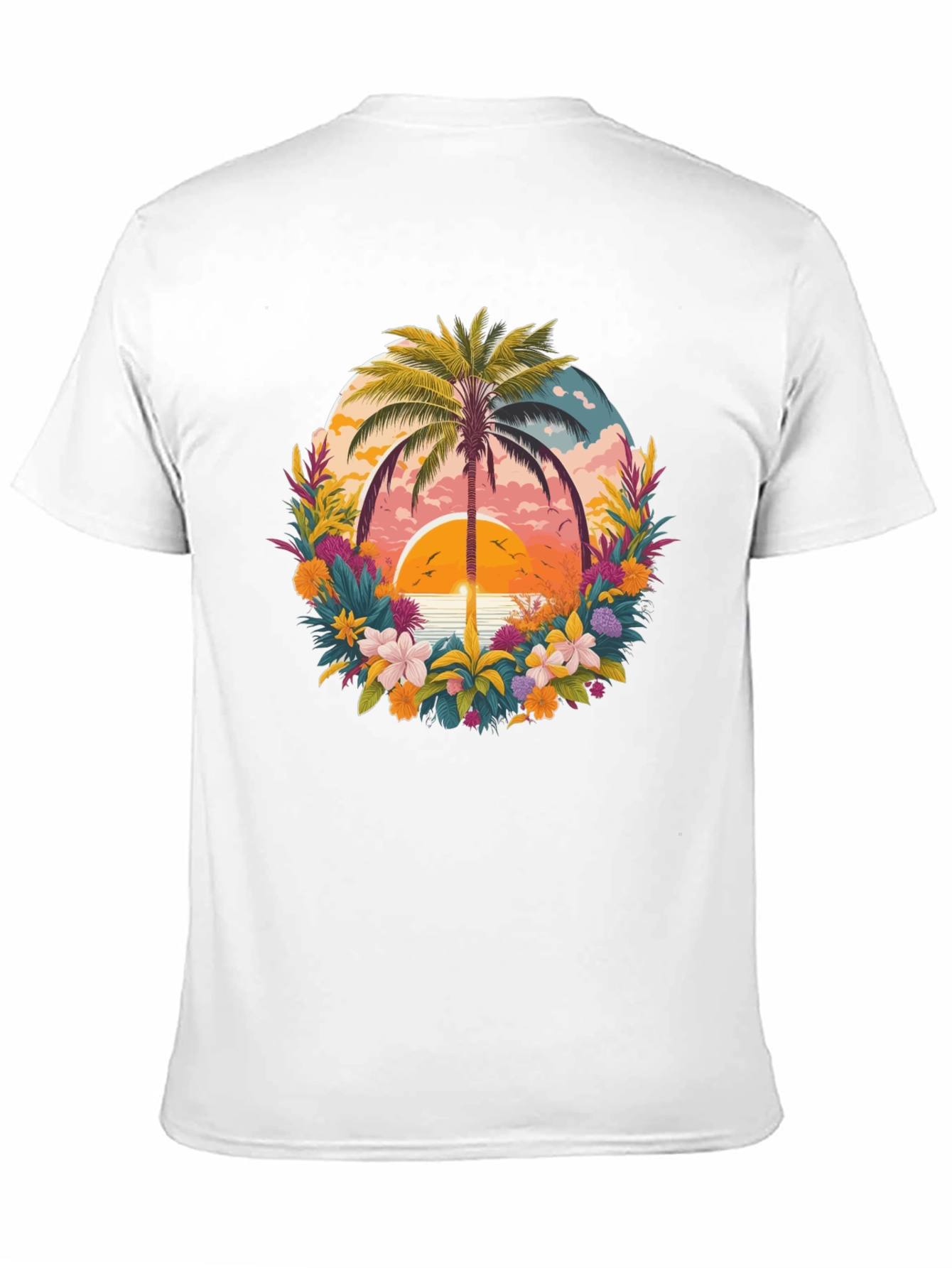 Tropical Sunset Palm Tree Graphic T-Shirt