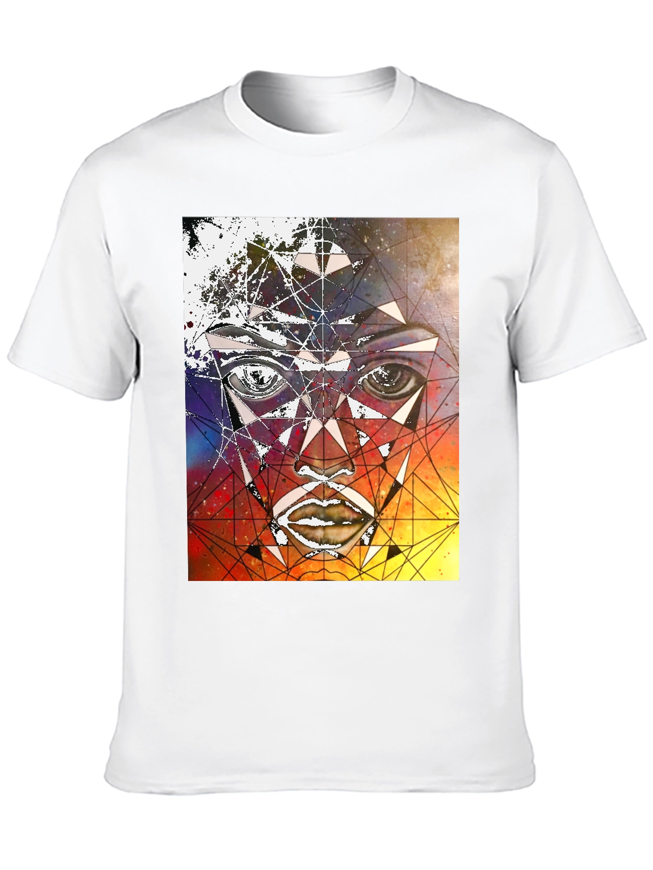 Geometric Face Graphic Black T-Shirt