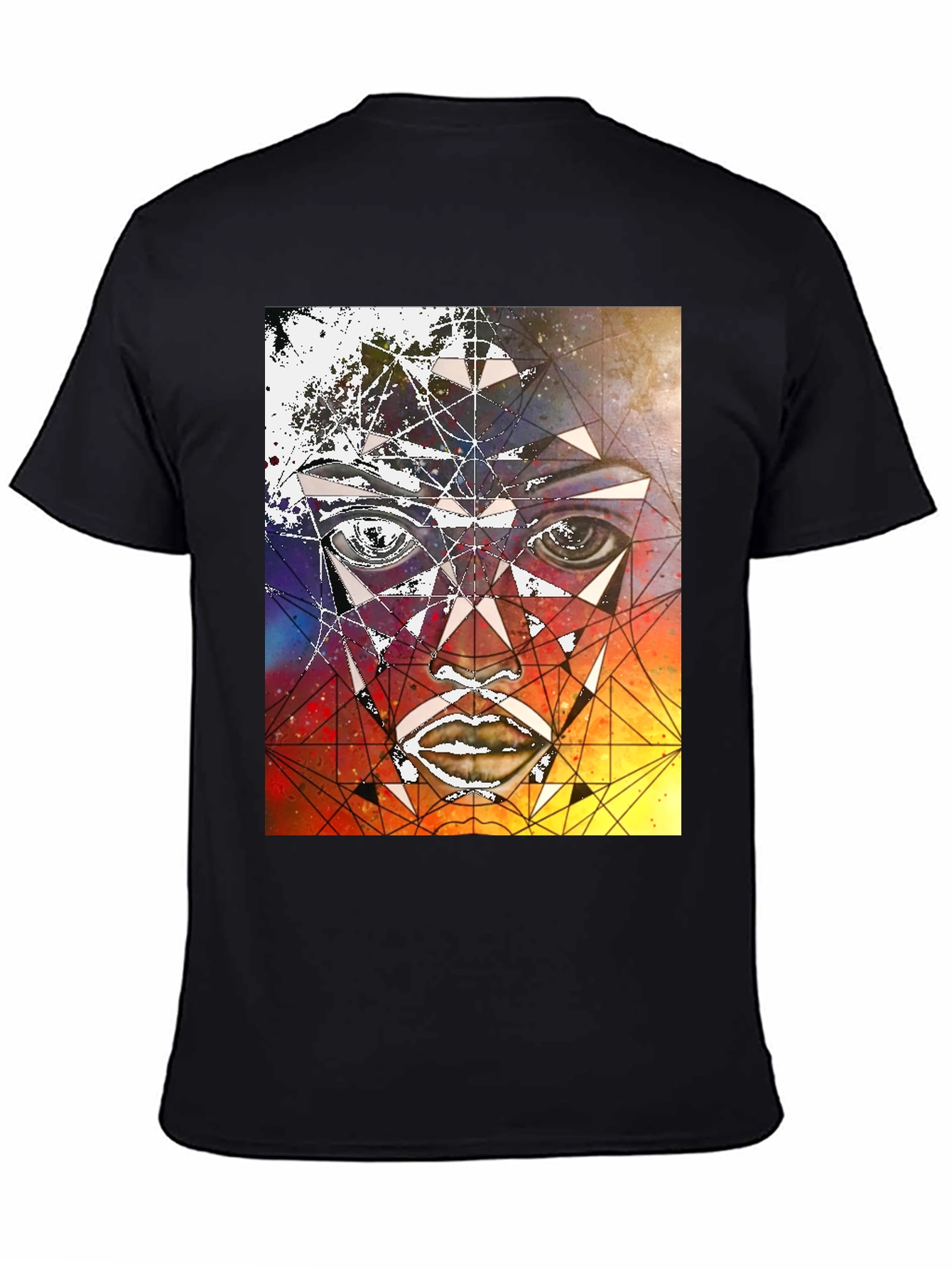 Geometric Face Graphic Black T-Shirt