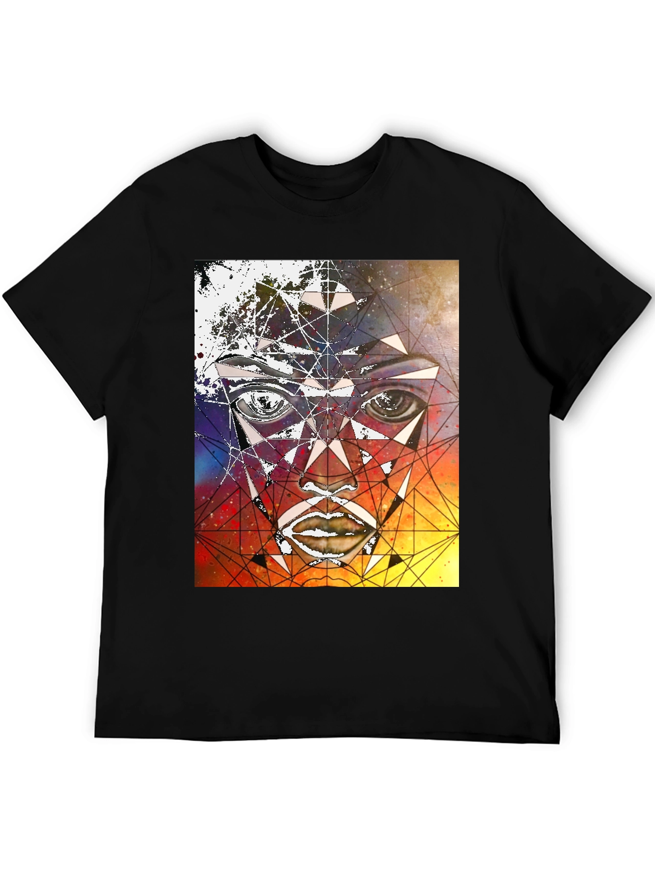 Geometric Face Graphic Black T-Shirt