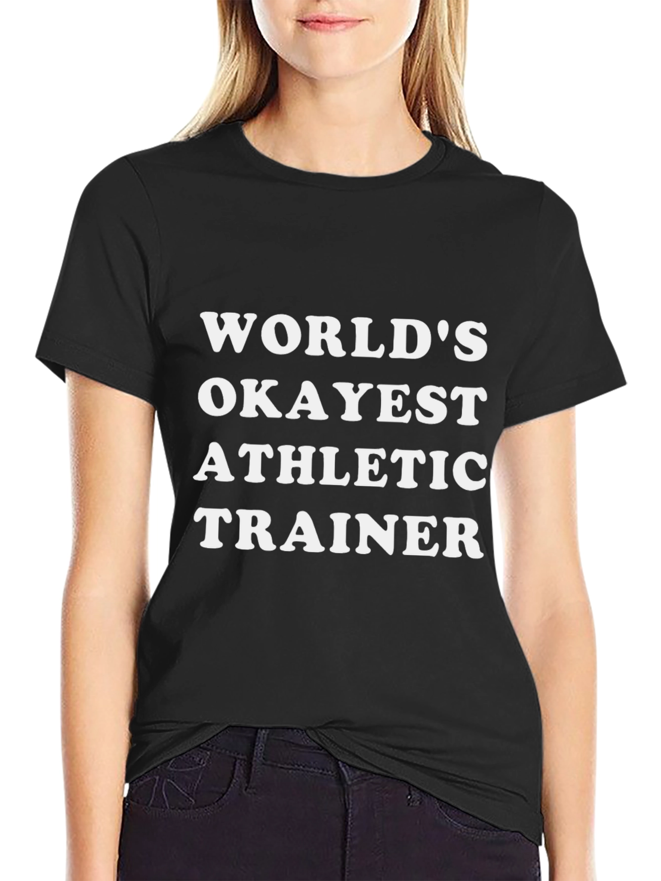 Worlds Okayest Athletic Trainer Black T-Shirt