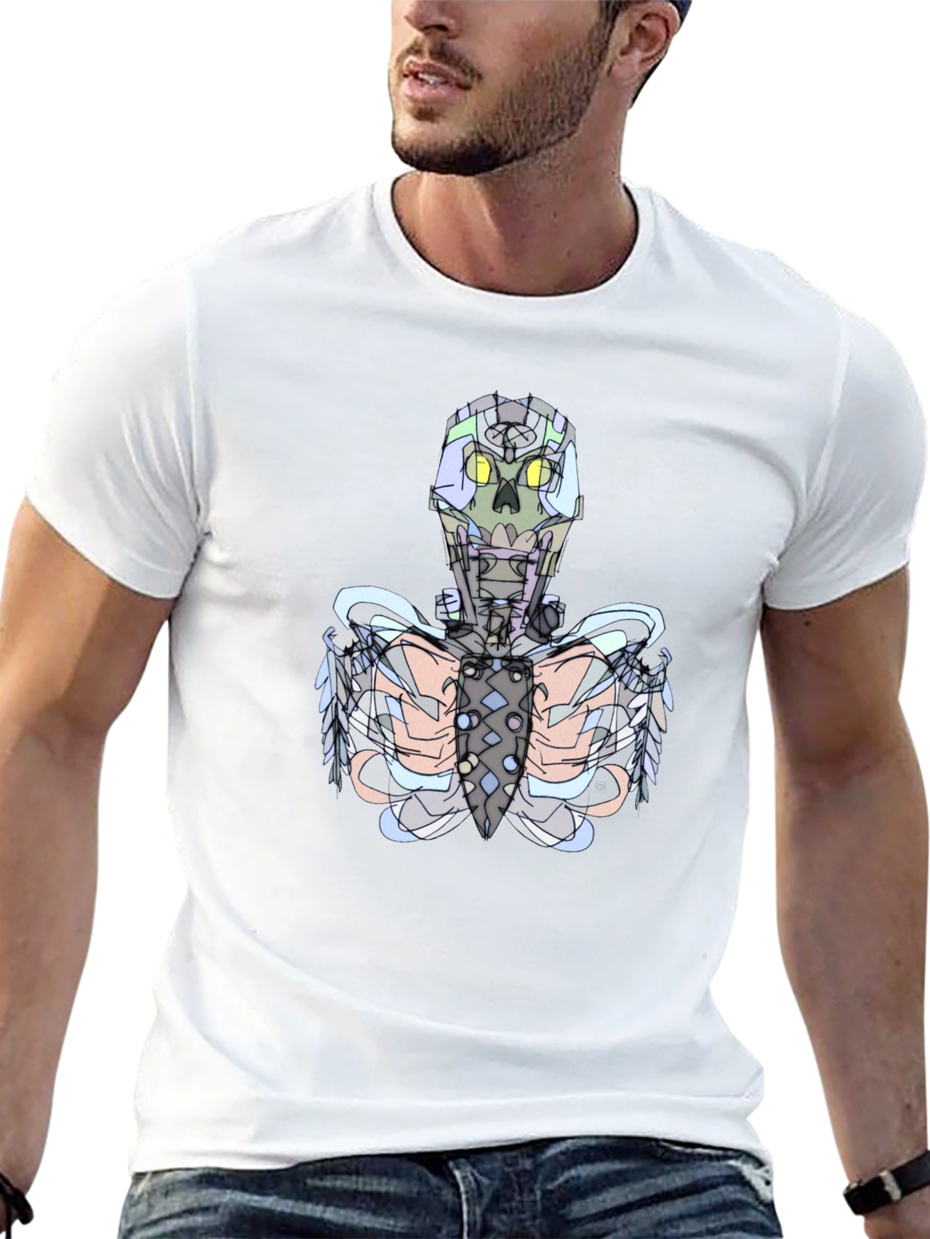 Futuristic Skeleton Graphic Tee - Black