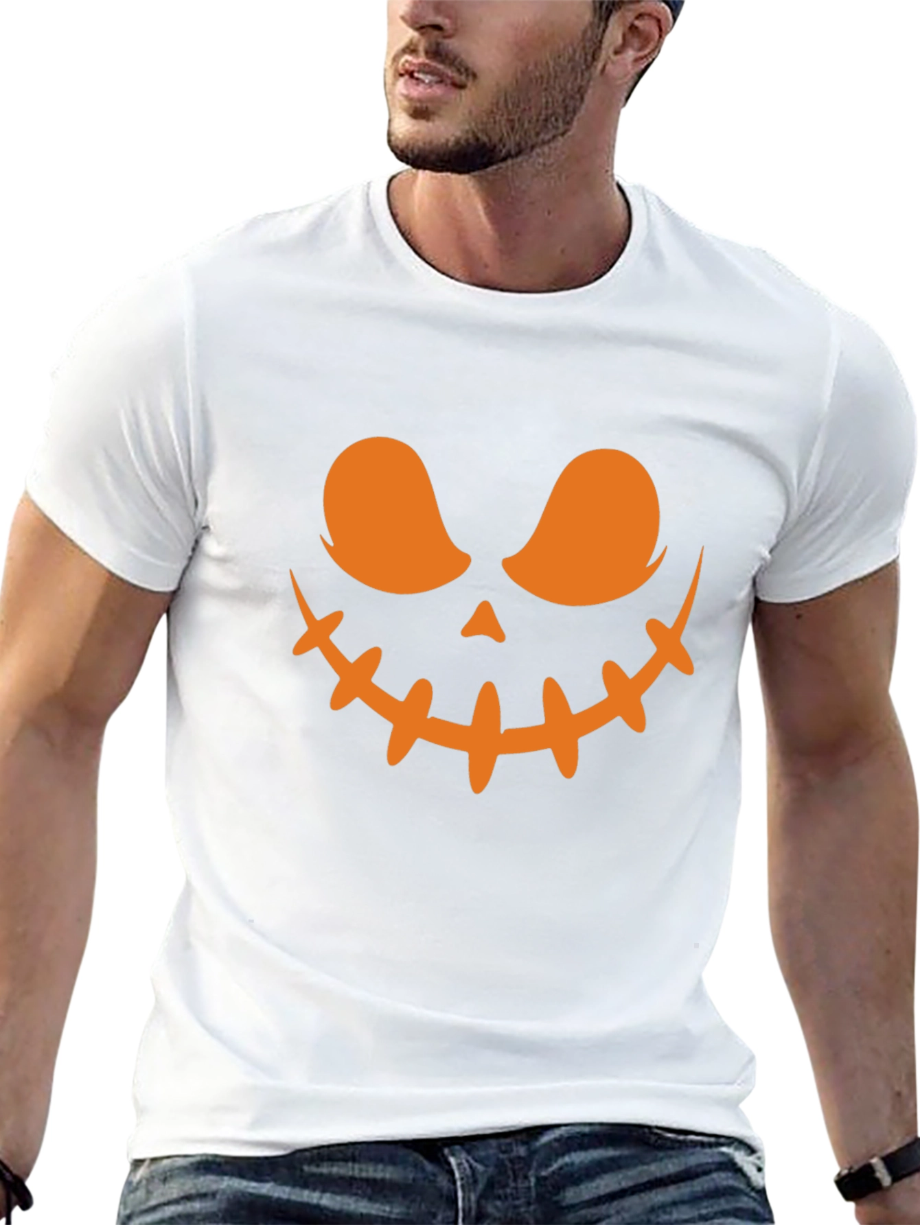 Spooky Halloween Face T-Shirt - Black
