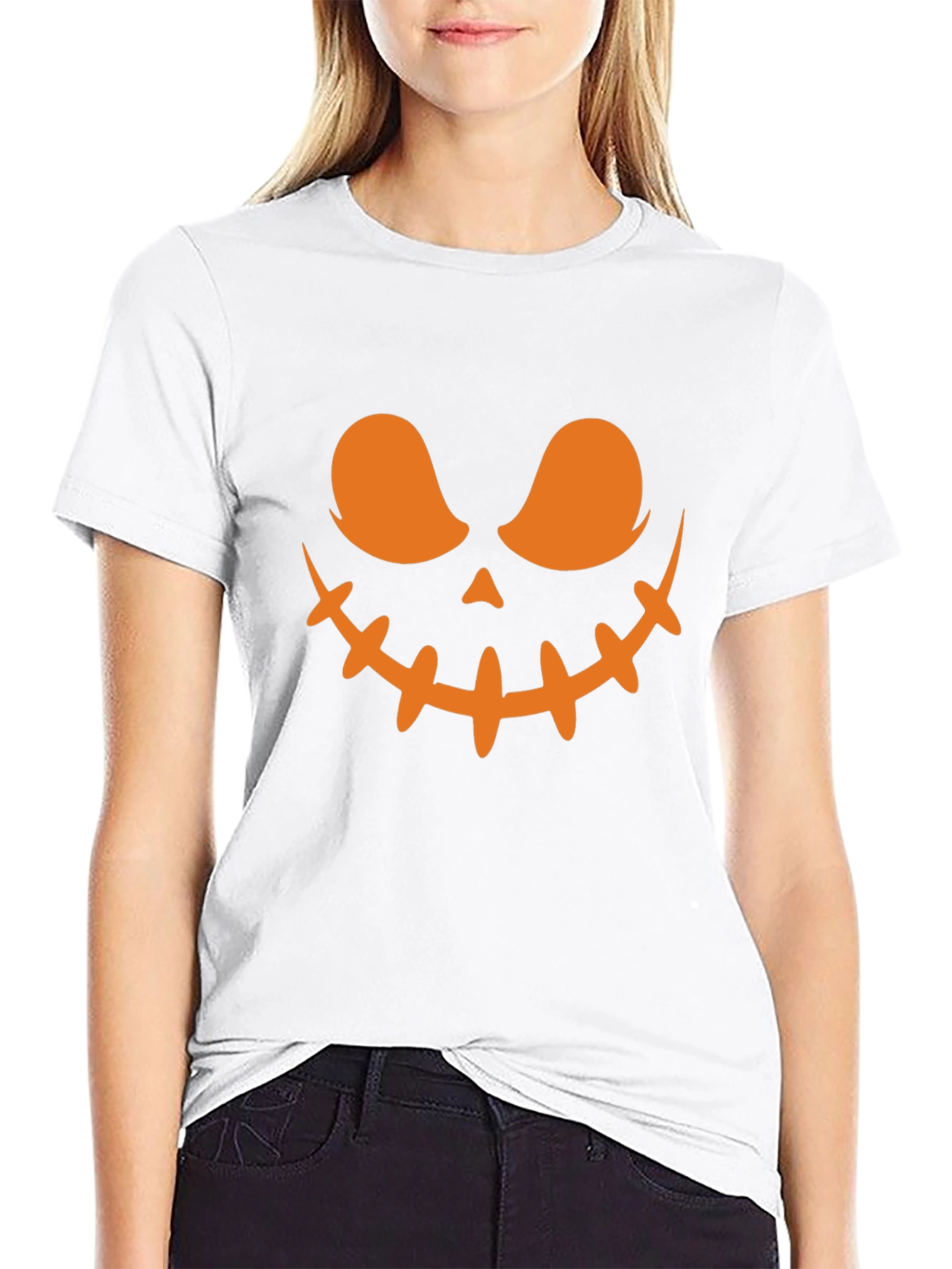 Spooky Halloween Face T-Shirt - Black