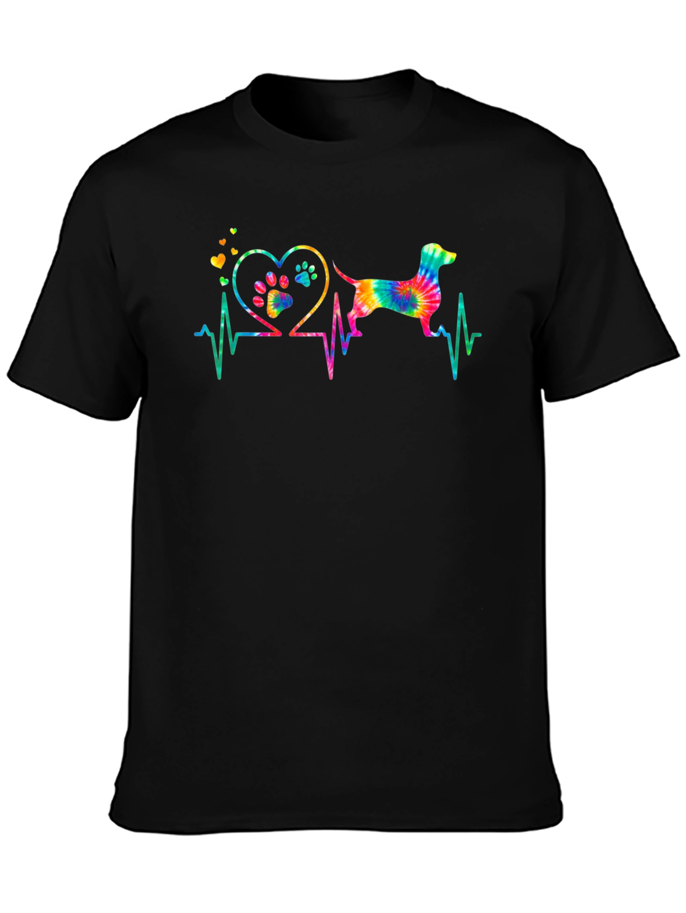 Dachshund Heartbeat Tie-Dye T-Shirt
