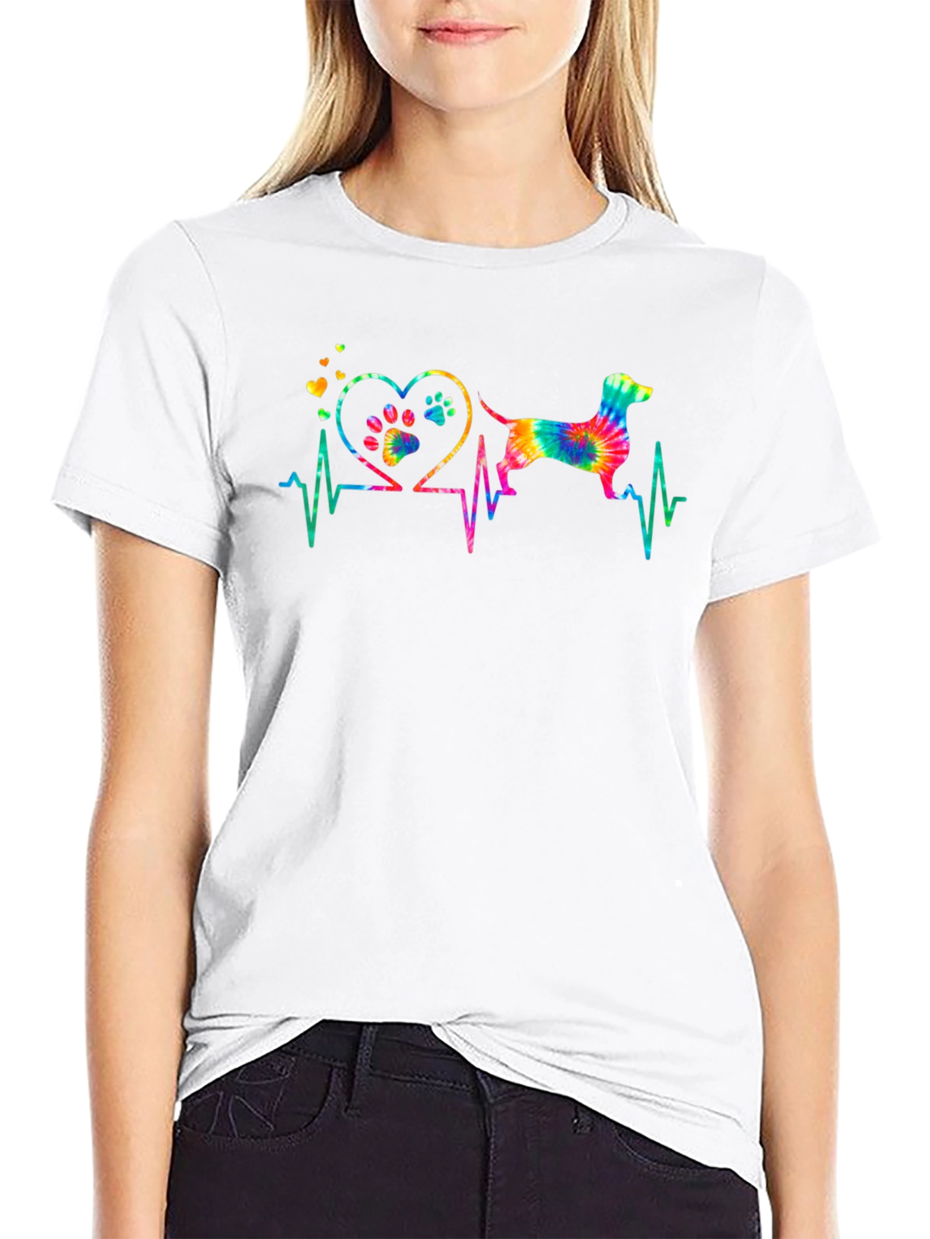 Dachshund Heartbeat Tie-Dye T-Shirt