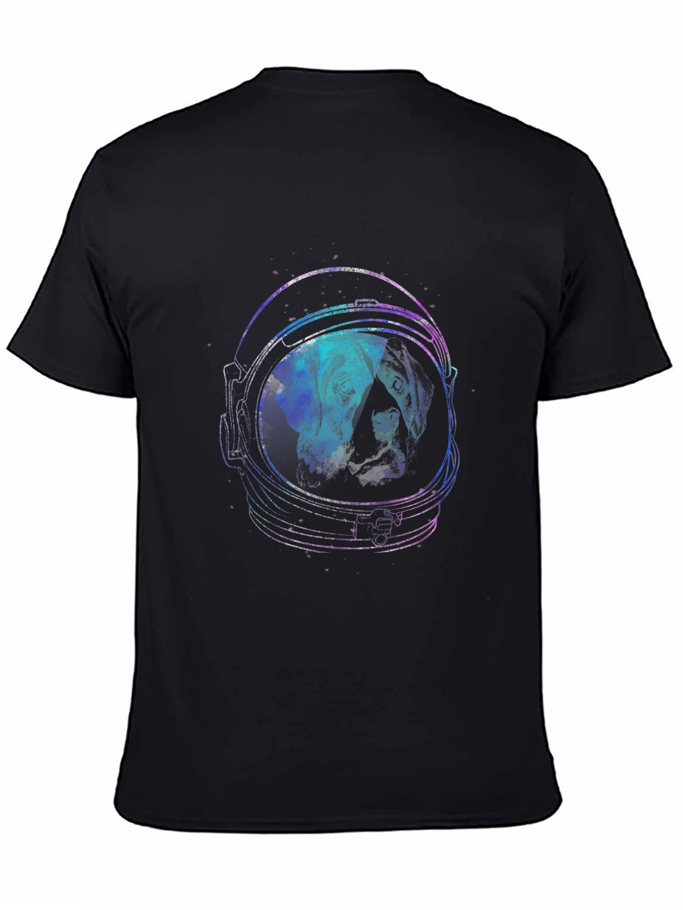 Astronaut Dog Graphic Tee - Black Cotton T-Shirt