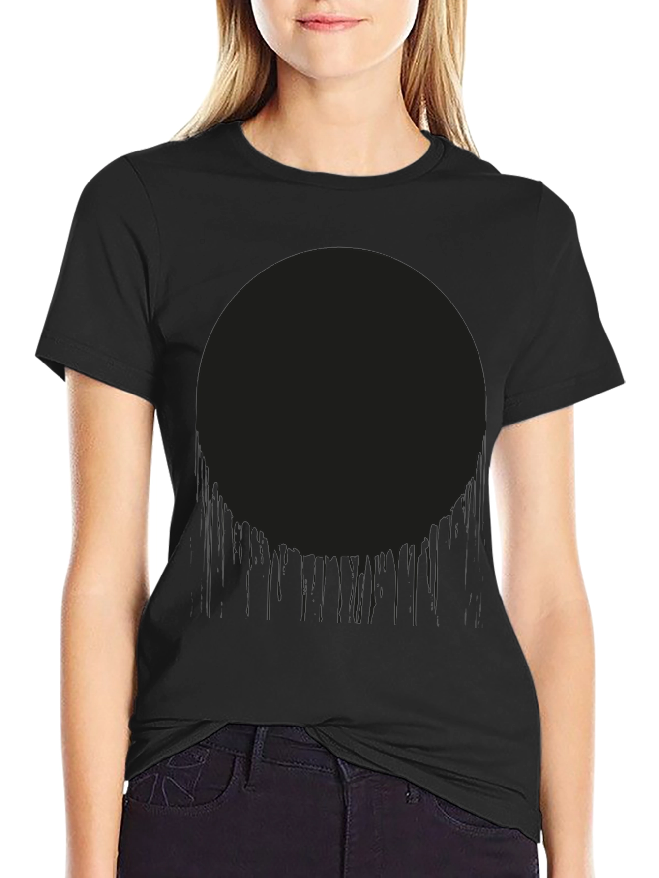 Mens Black Graphic Tee - Dripping Circle Design