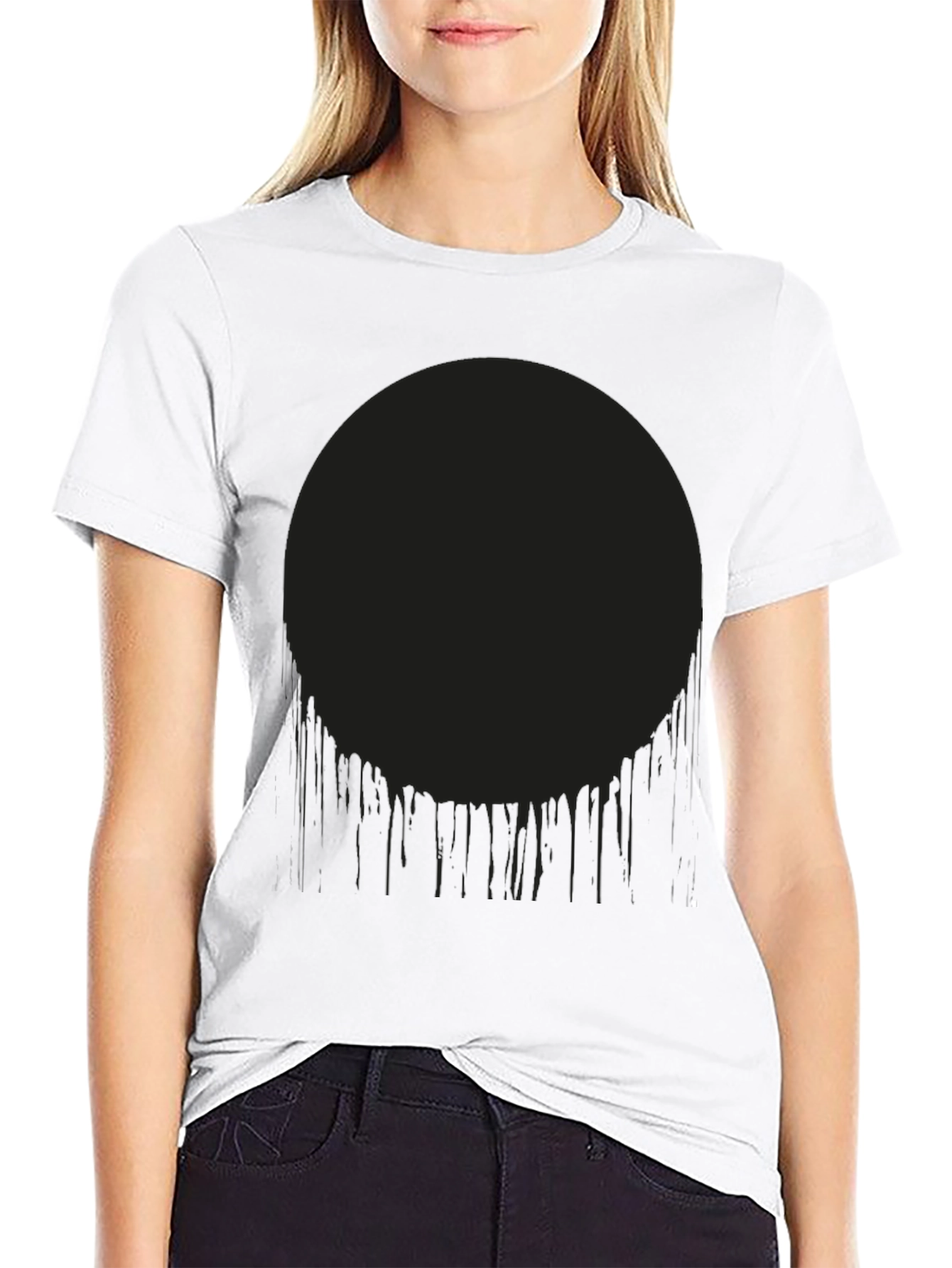 Mens Black Graphic Tee - Dripping Circle Design