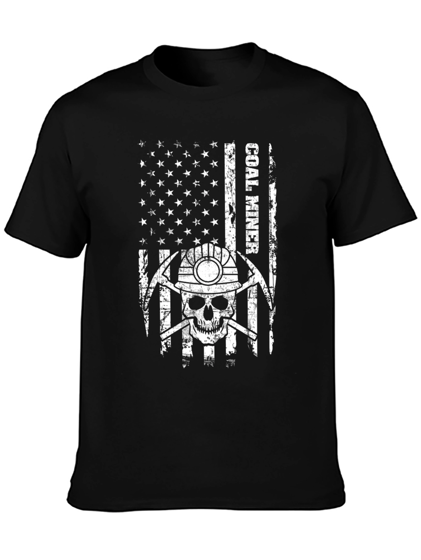 Coal Miner Skull Flag Graphic Tee