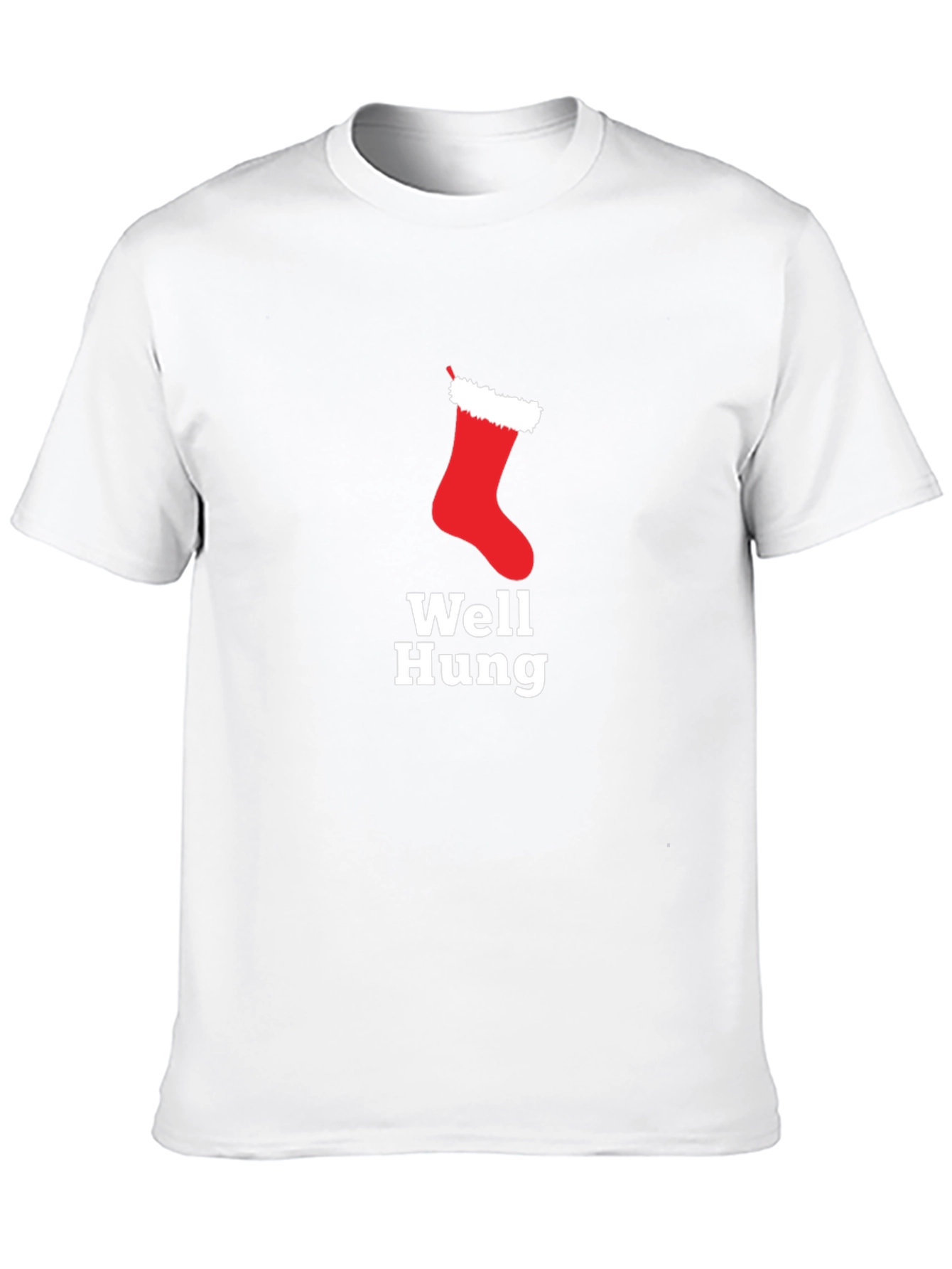 Well Hung Christmas Stocking Holiday Humor T-Shirt