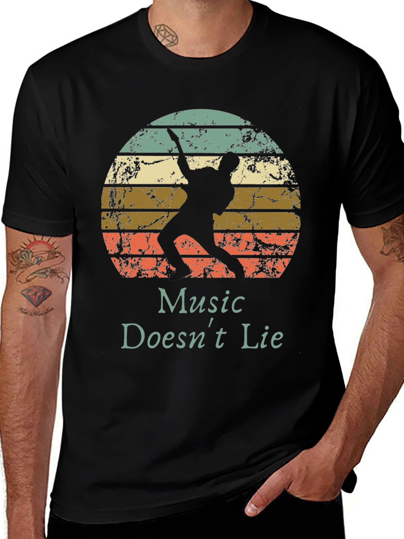 Music Doesnt Lie Retro Graphic Tee