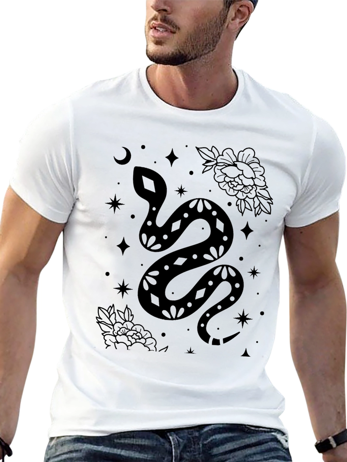 Mystic Snake Print Black T-Shirt