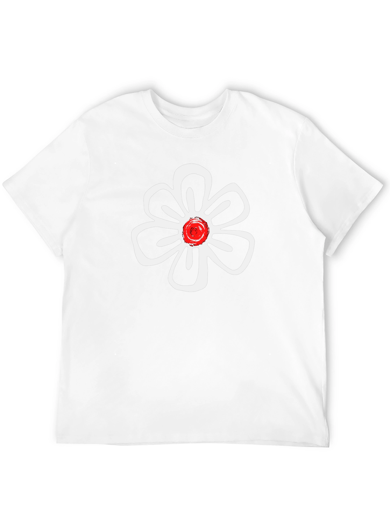 Black T-Shirt with White Flower Design