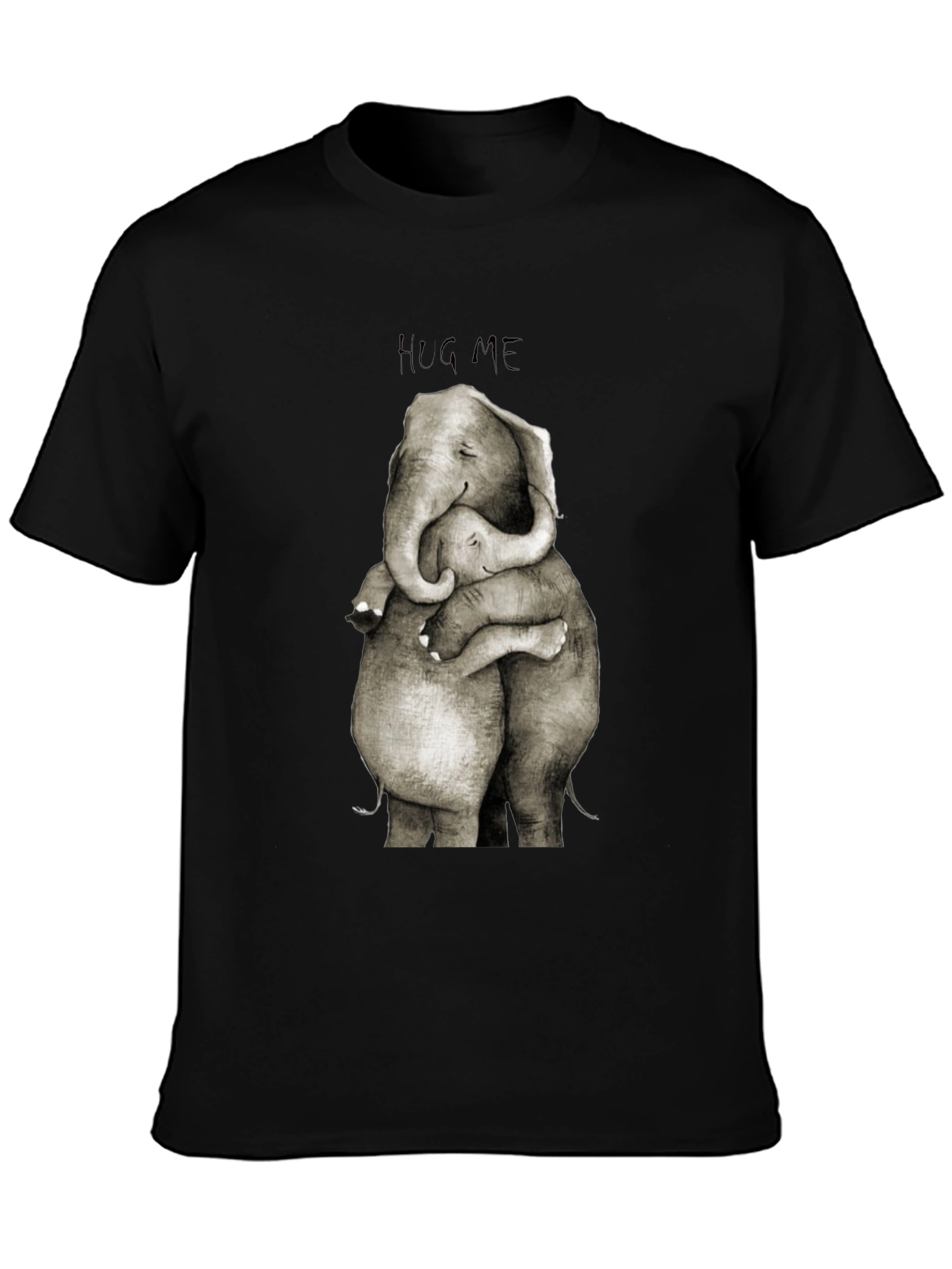 Elephant Hug Graphic Tee - Soft Cotton Blend