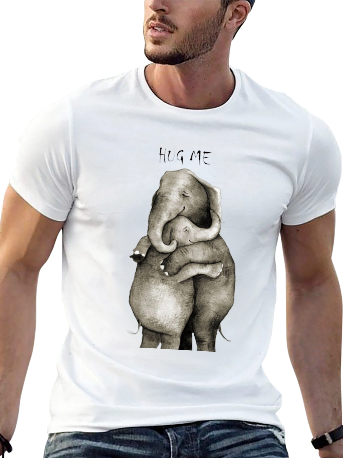 Elephant Hug Graphic Tee - Soft Cotton Blend