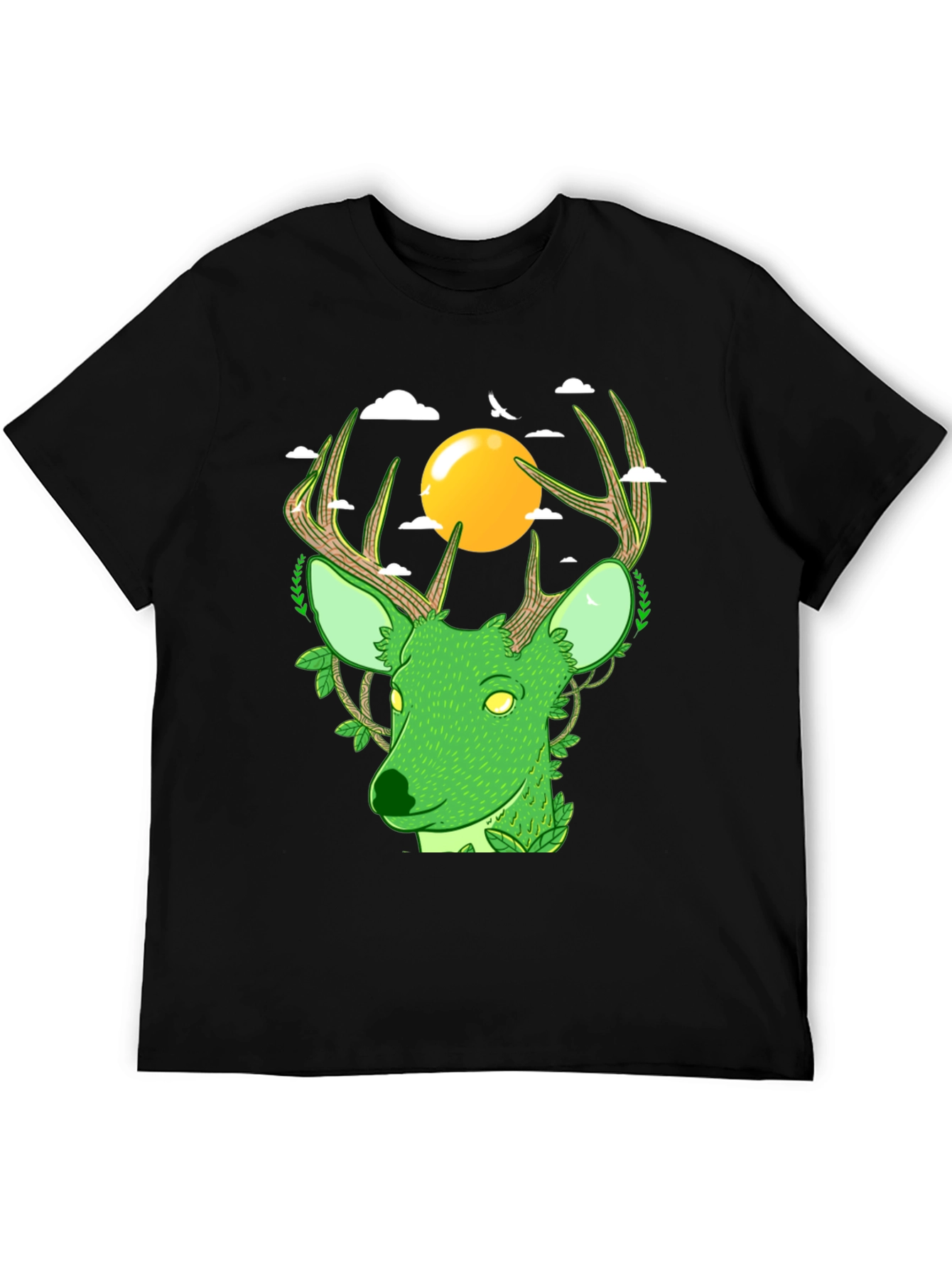 Green Deer Graphic Tee - Nature Lovers Shirt