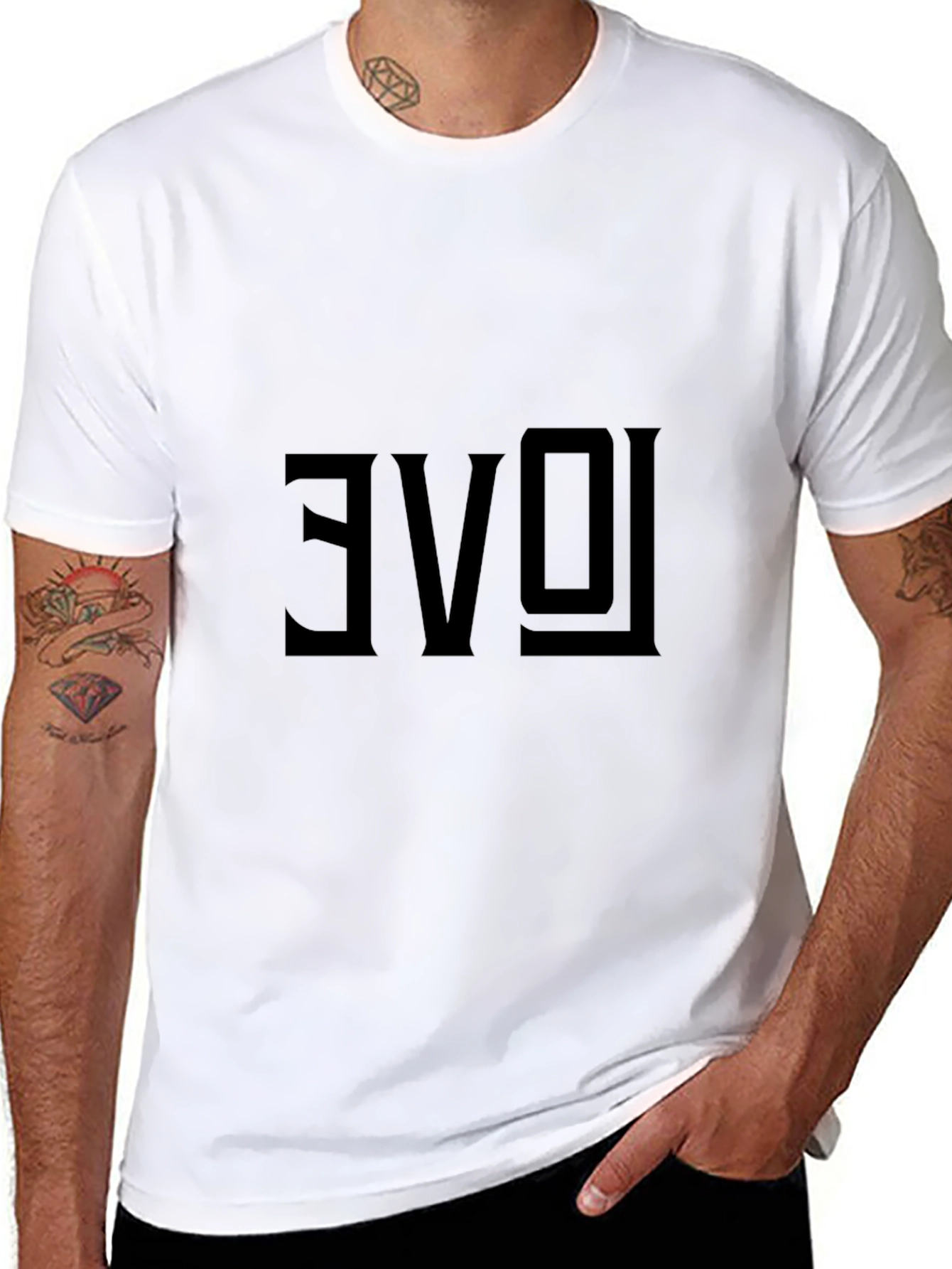 Reversed Love Graphic Black T-Shirt