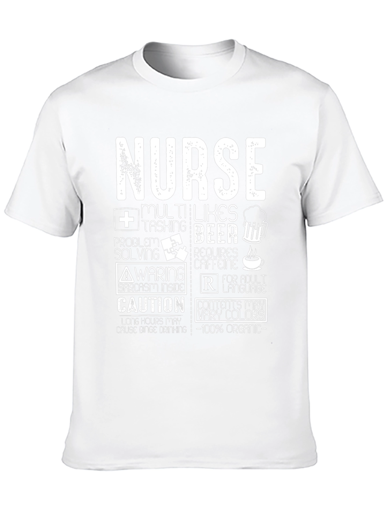 Nurse Funny T-Shirt - Multi-Tasking Beer Caffeine Organic