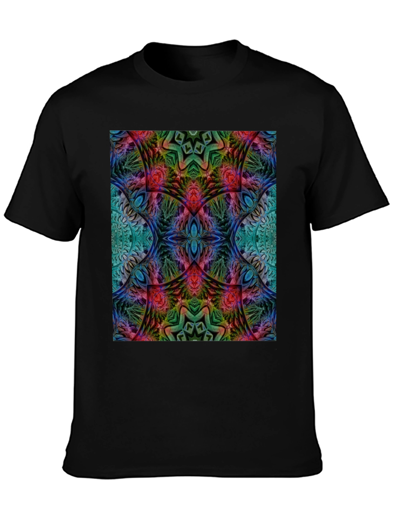 Psychedelic Fractal Graphic Tee - Black