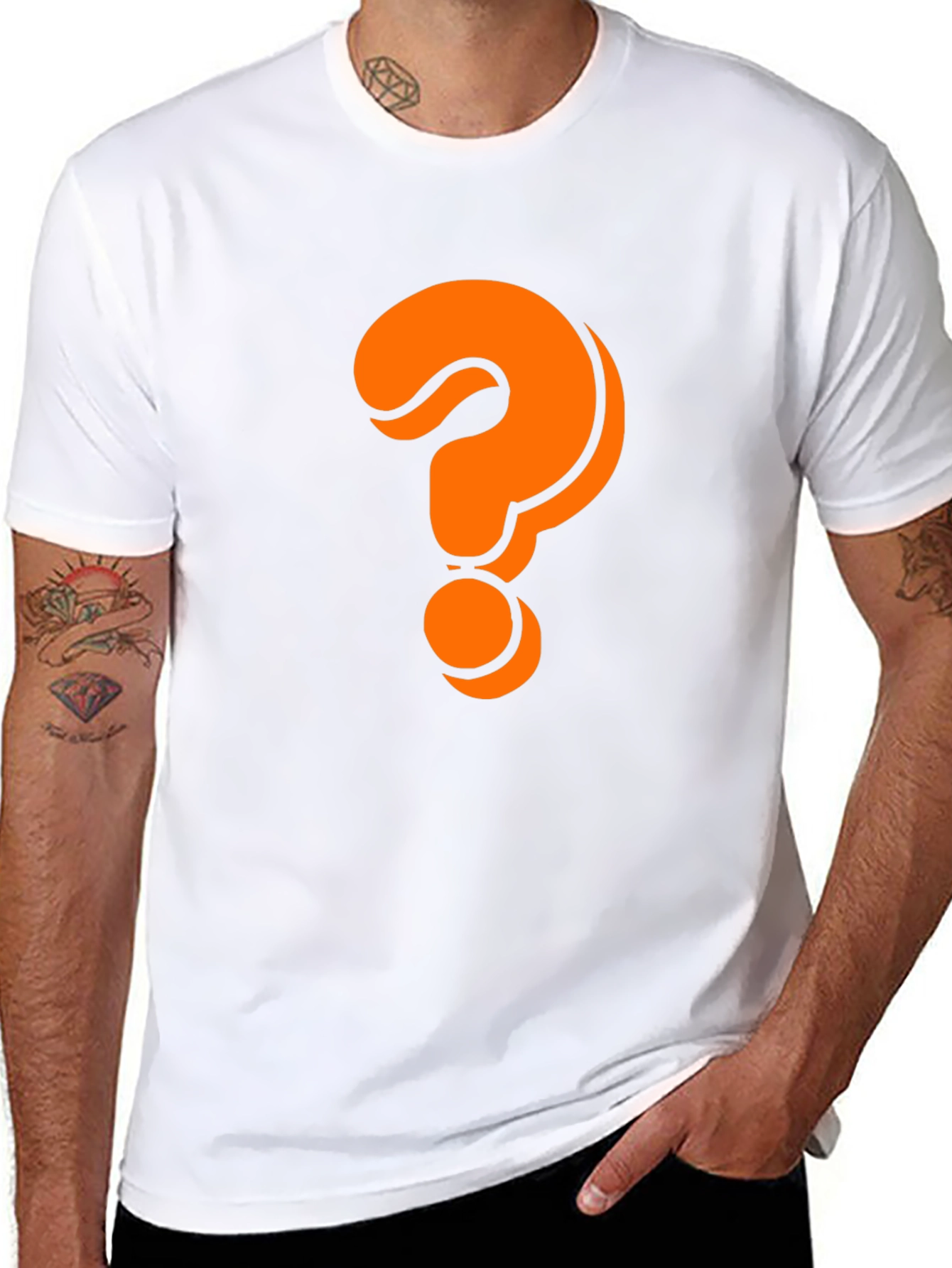 Mystery Black T-Shirt with Orange Question Mark