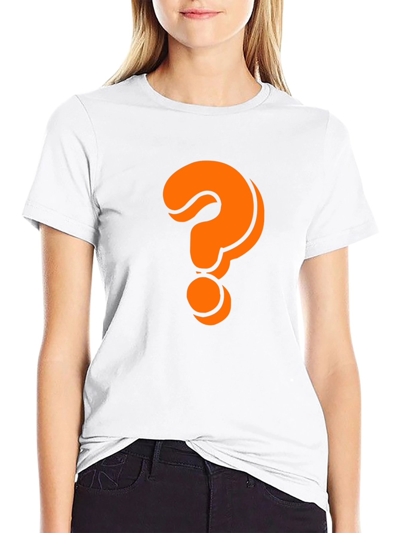 Mystery Black T-Shirt with Orange Question Mark