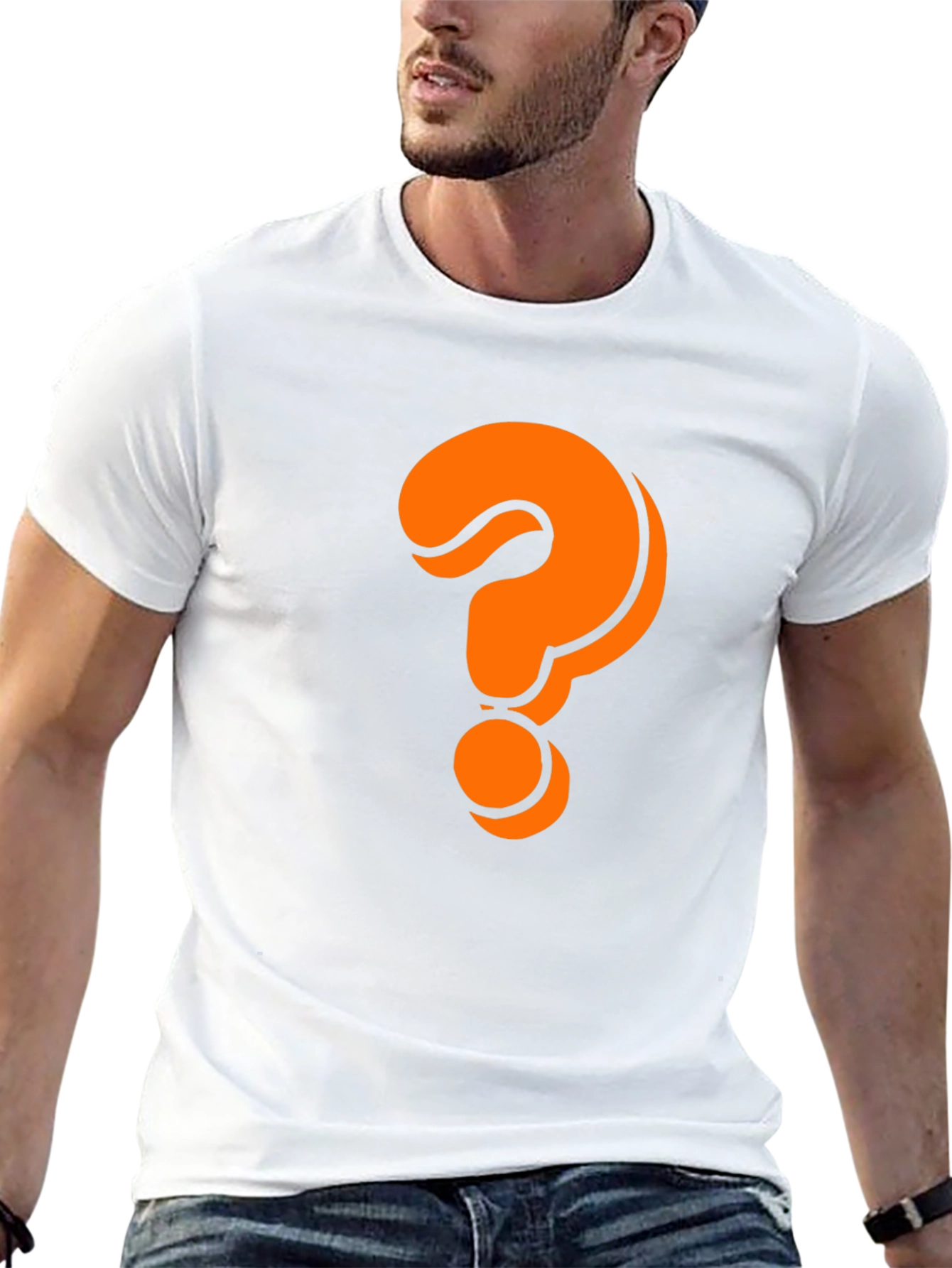 Mystery Black T-Shirt with Orange Question Mark