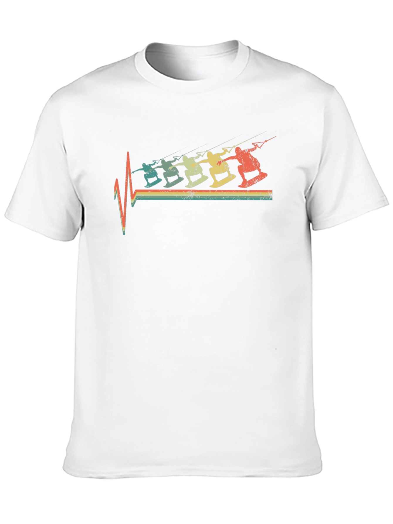 Retro Kitesurfing Heartbeat T-Shirt