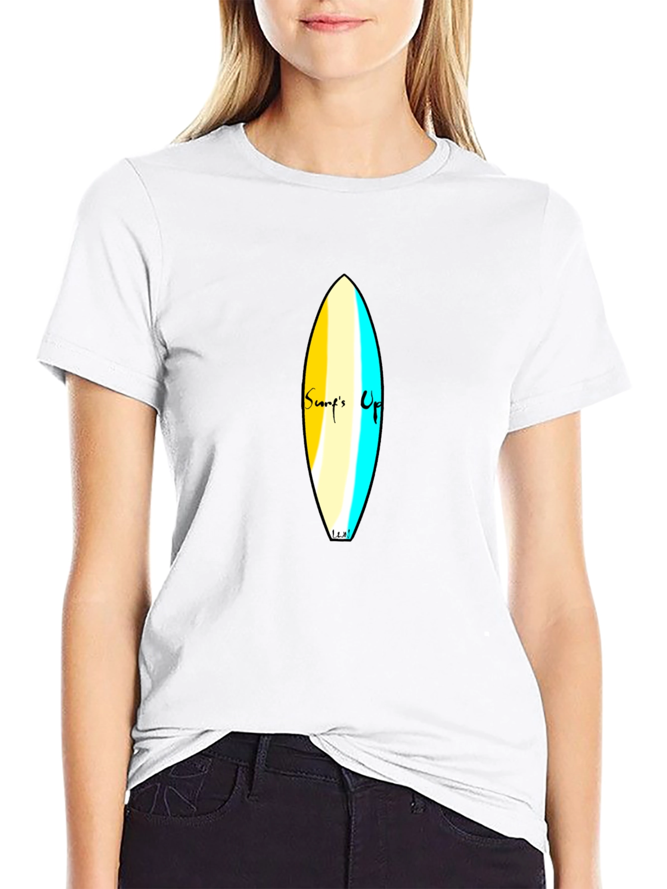 Surfs Up Graphic Tee - Black Cotton Casual T-Shirt