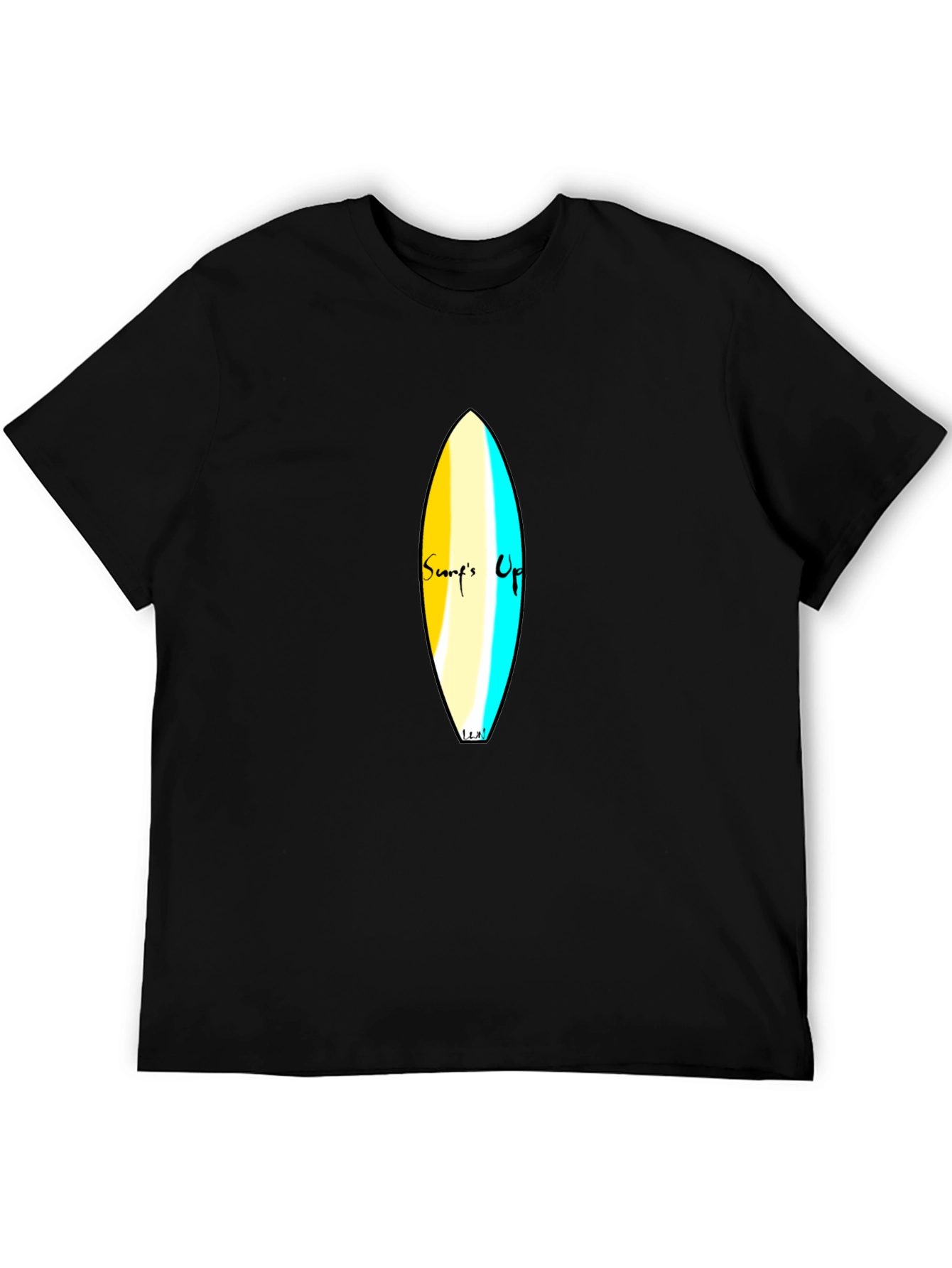 Surfs Up Graphic Tee - Black Cotton Casual T-Shirt