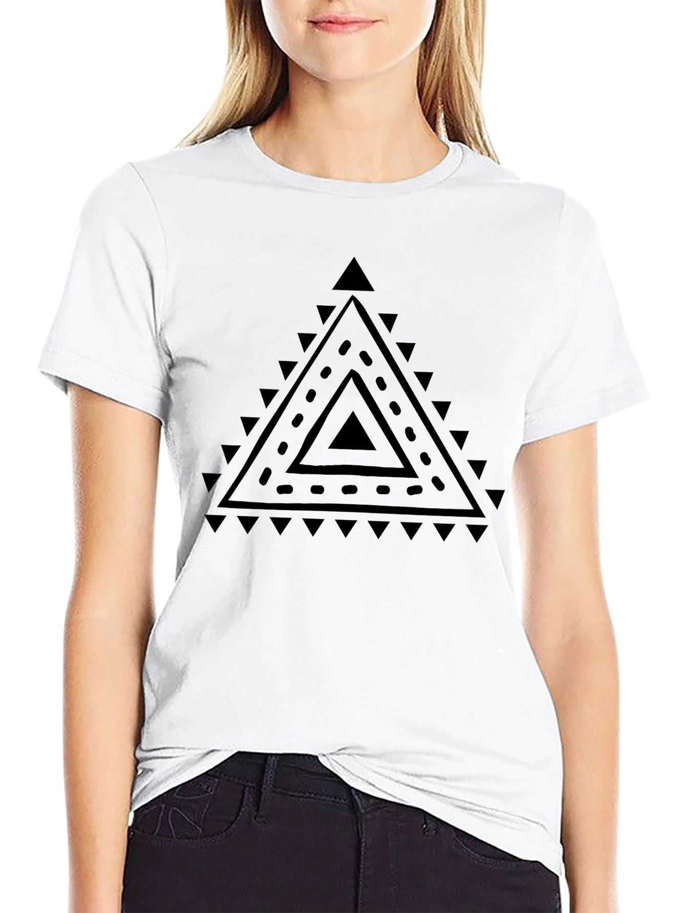 Geometric Triangle Graphic Black T-Shirt