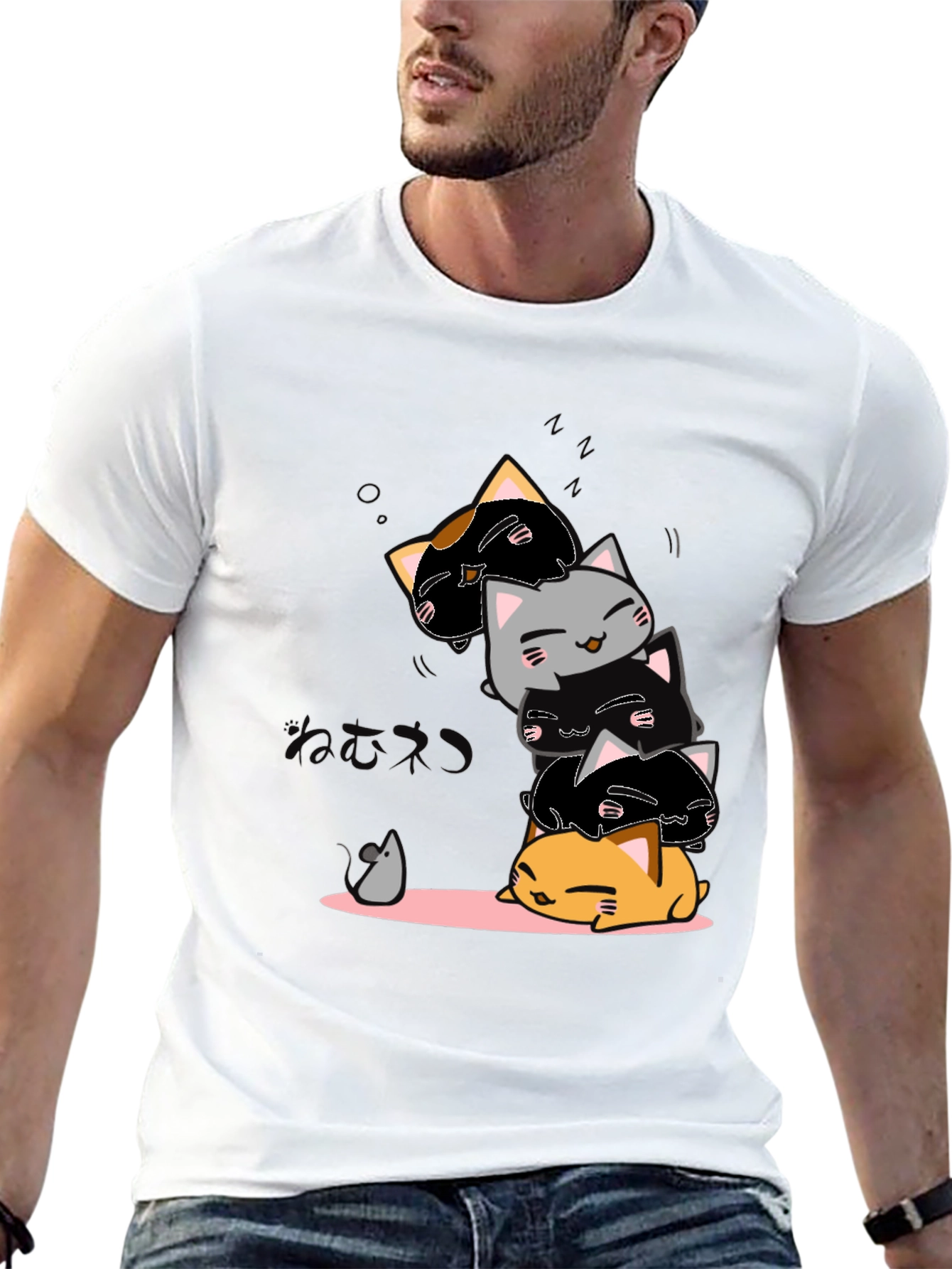 Cute Cats Stack T-Shirt - Kawaii Style Tee