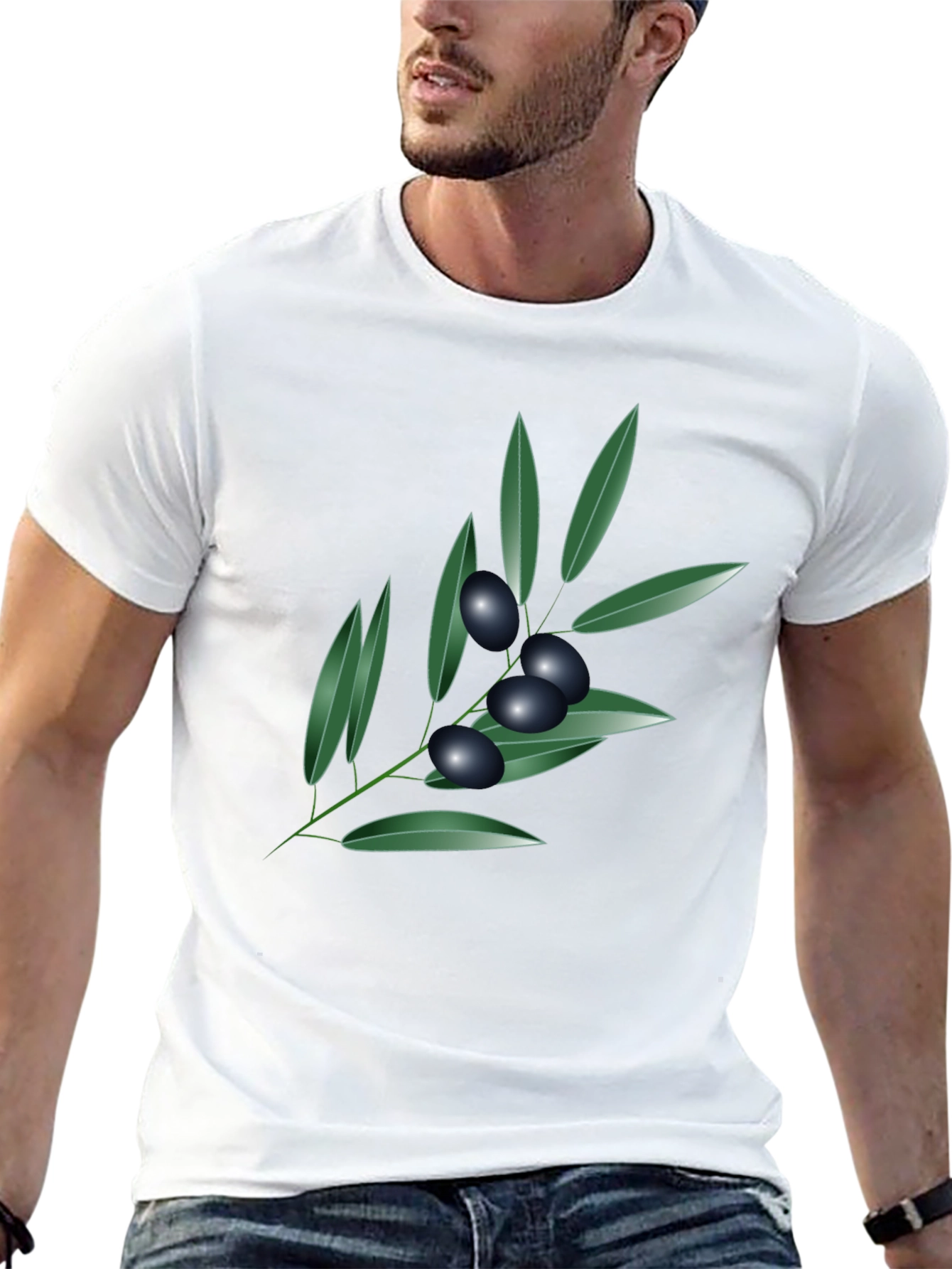 Olive Branch Graphic Tee - Black Cotton Blend