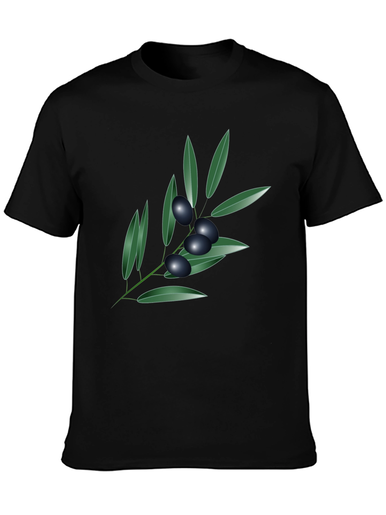 Olive Branch Graphic Tee - Black Cotton Blend