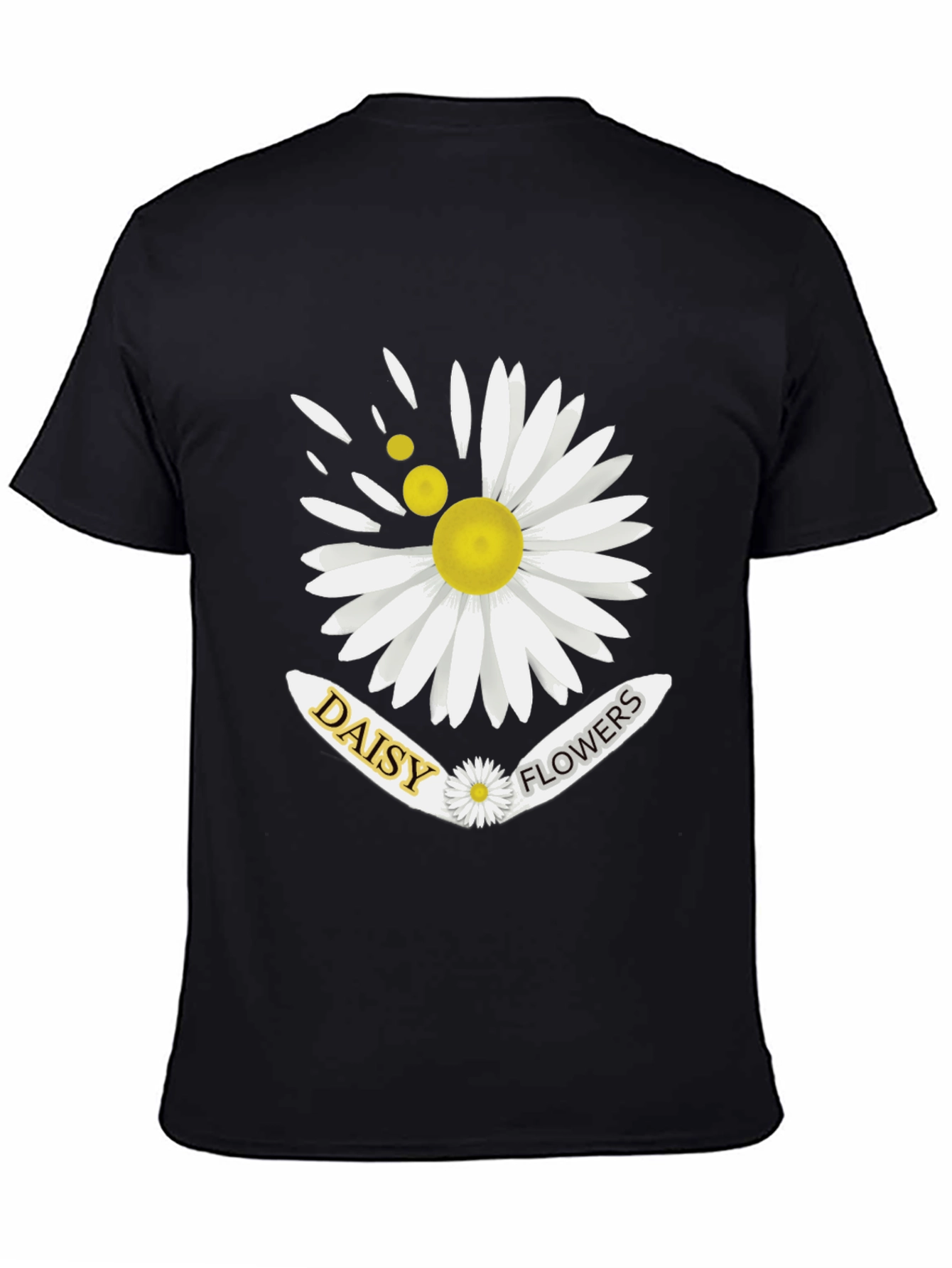 Daisy Flowers Graphic Print Mens Black T-Shirt