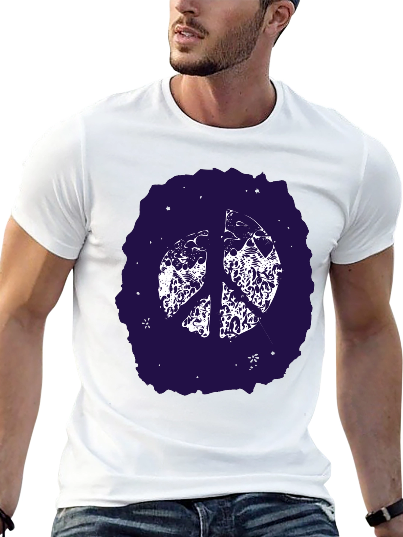 Peace Sign Graphic Tee - Black Cotton Comfort